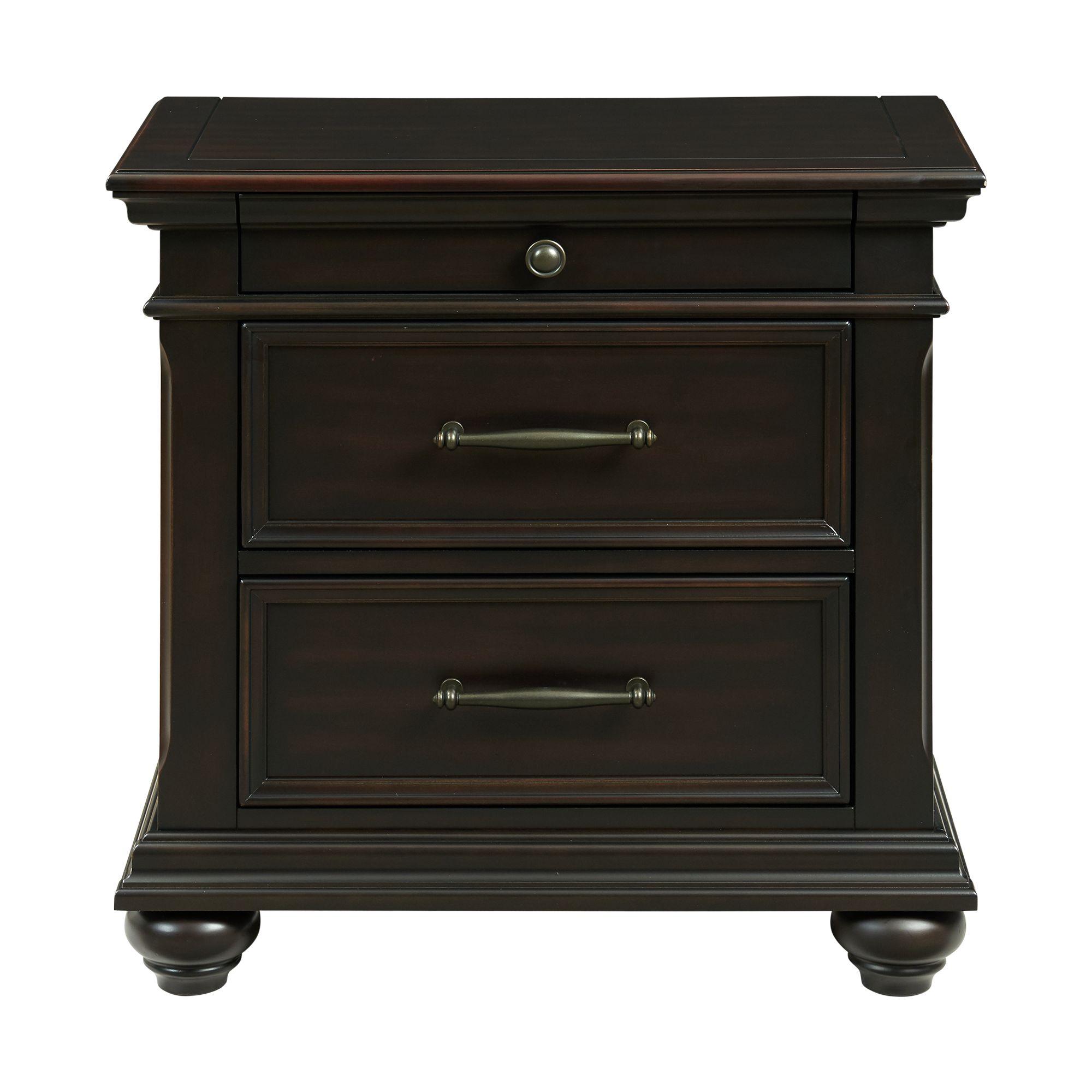 Elements International Slater SR800NS 3-Drawer Nightstand with USB Ports - Black - Image 2