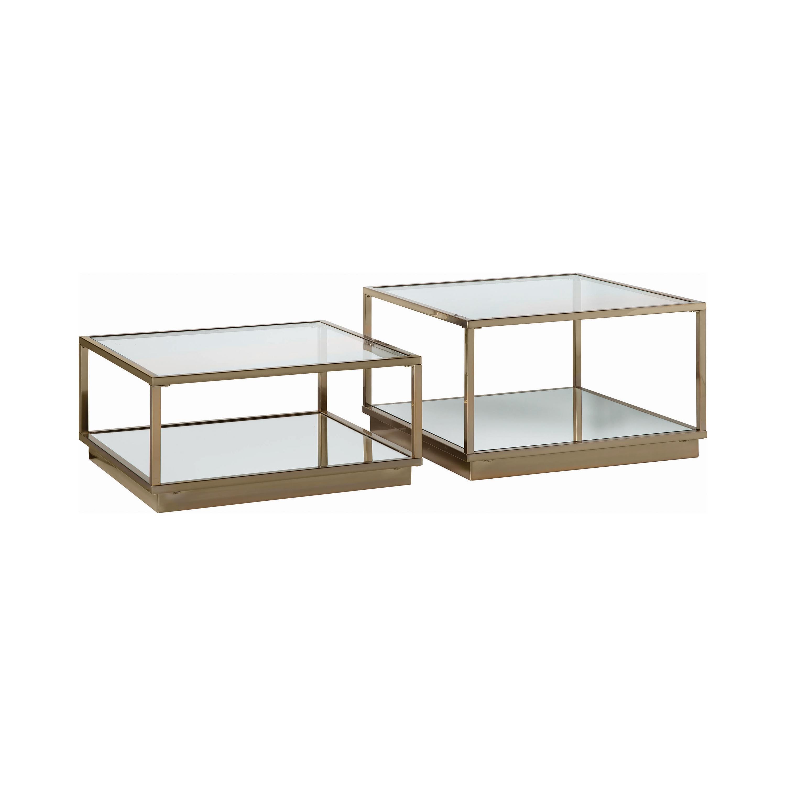 Coaster Furniture Renee 722660 2-piece Square Coffee Table Set - Rose Brass - Image 1