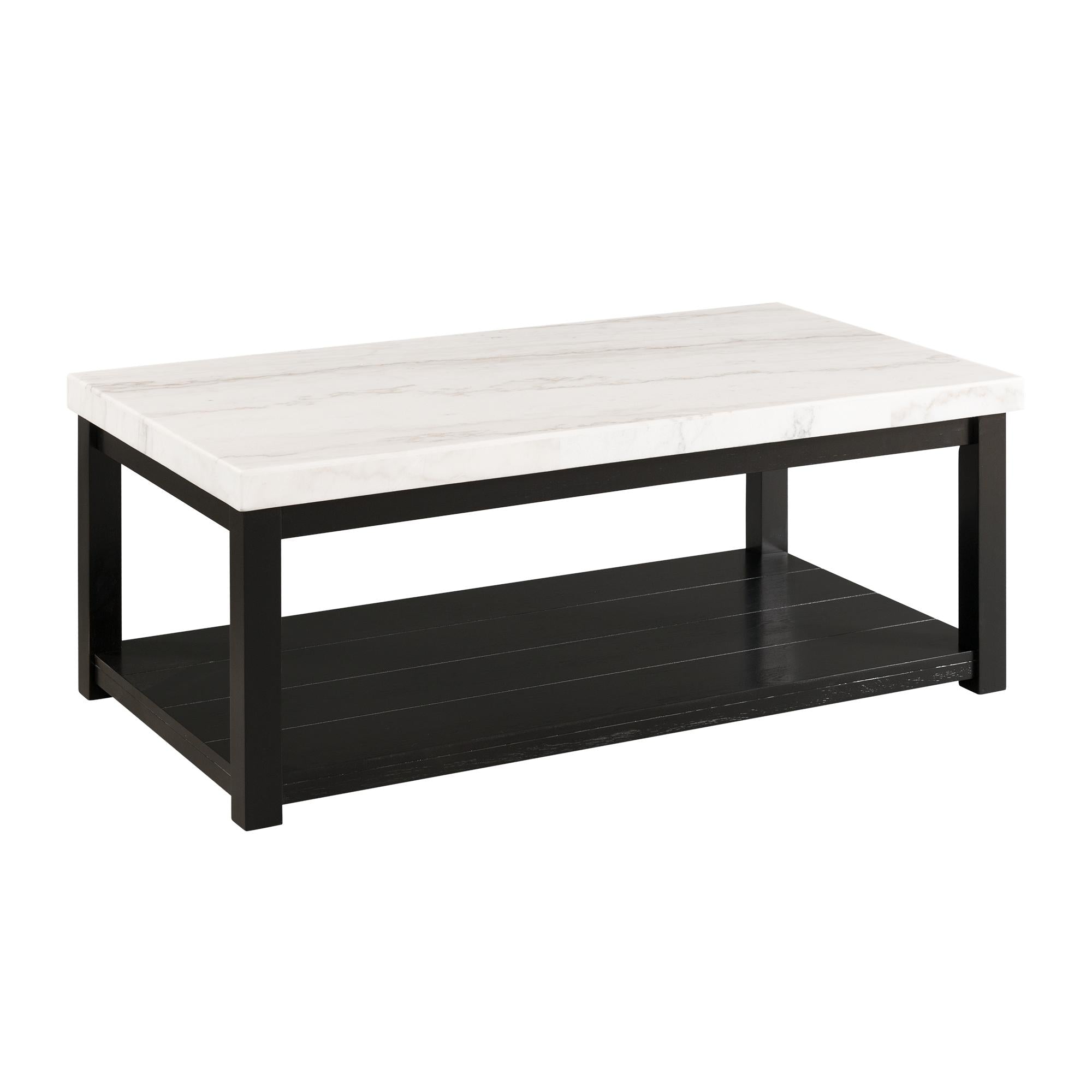 Elements International Marcello CML100CTE White Marble Rectangle Coffee Table - Image 1