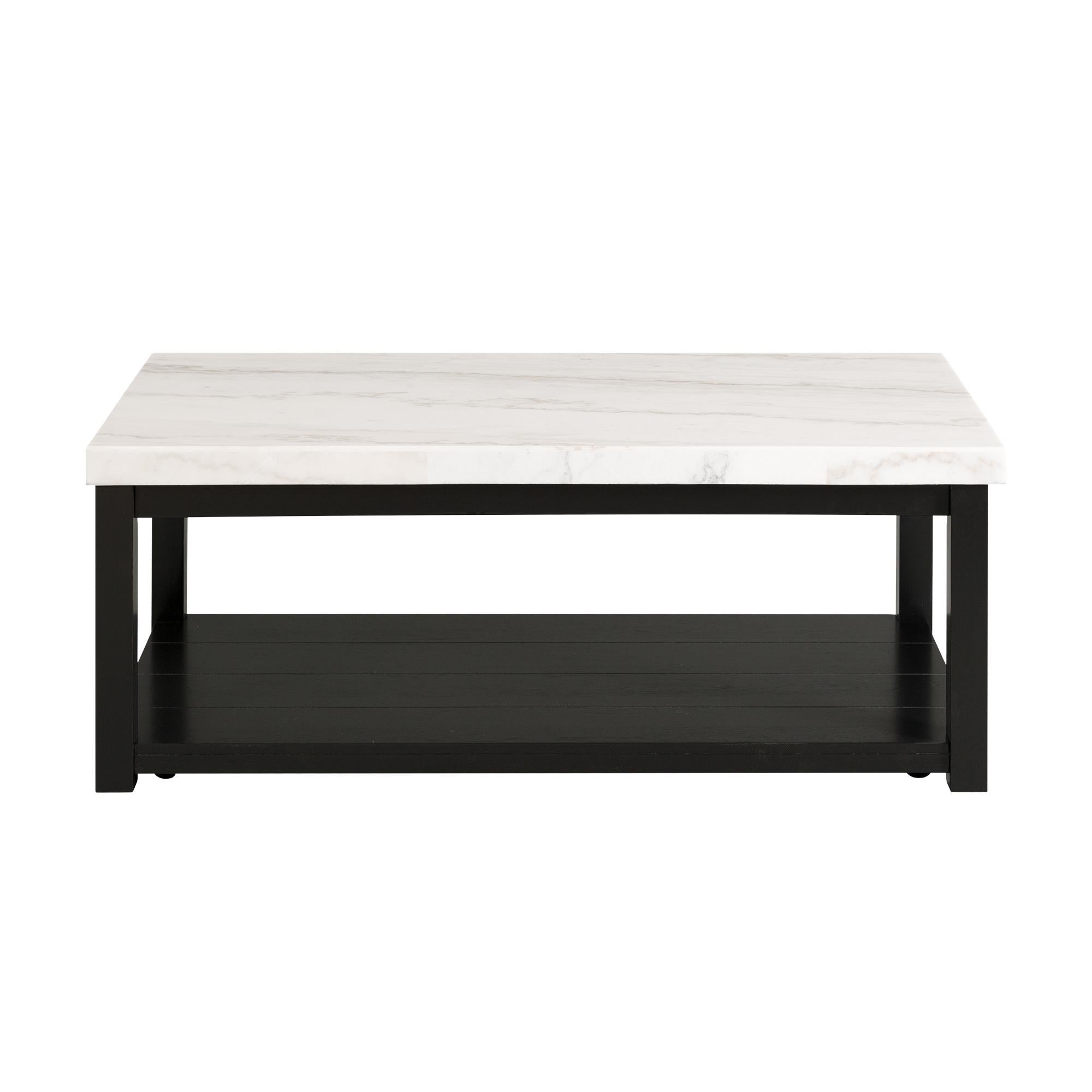Elements International Marcello CML100CTE White Marble Rectangle Coffee Table - Image 2