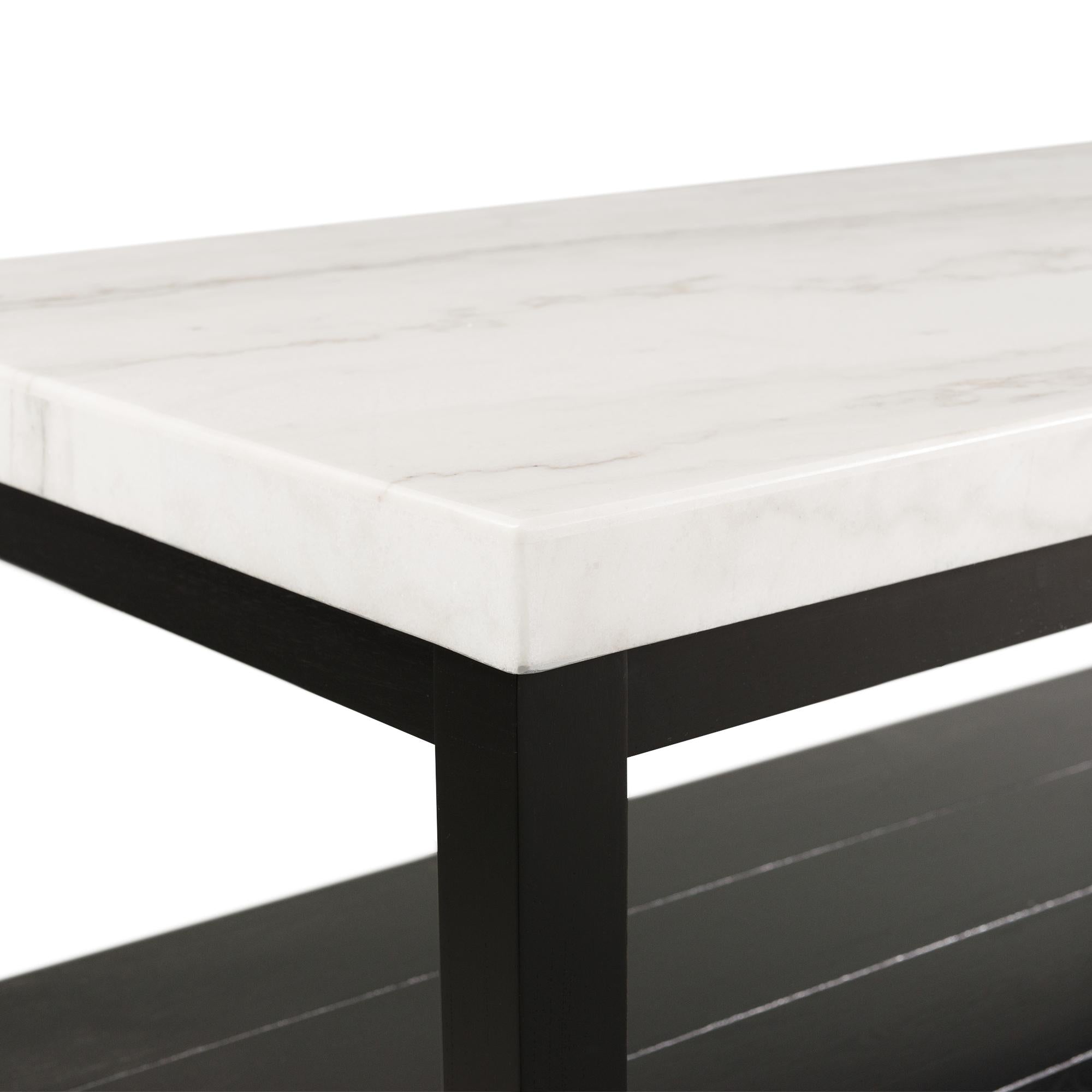 Elements International Marcello CML100CTE White Marble Rectangle Coffee Table - Image 3