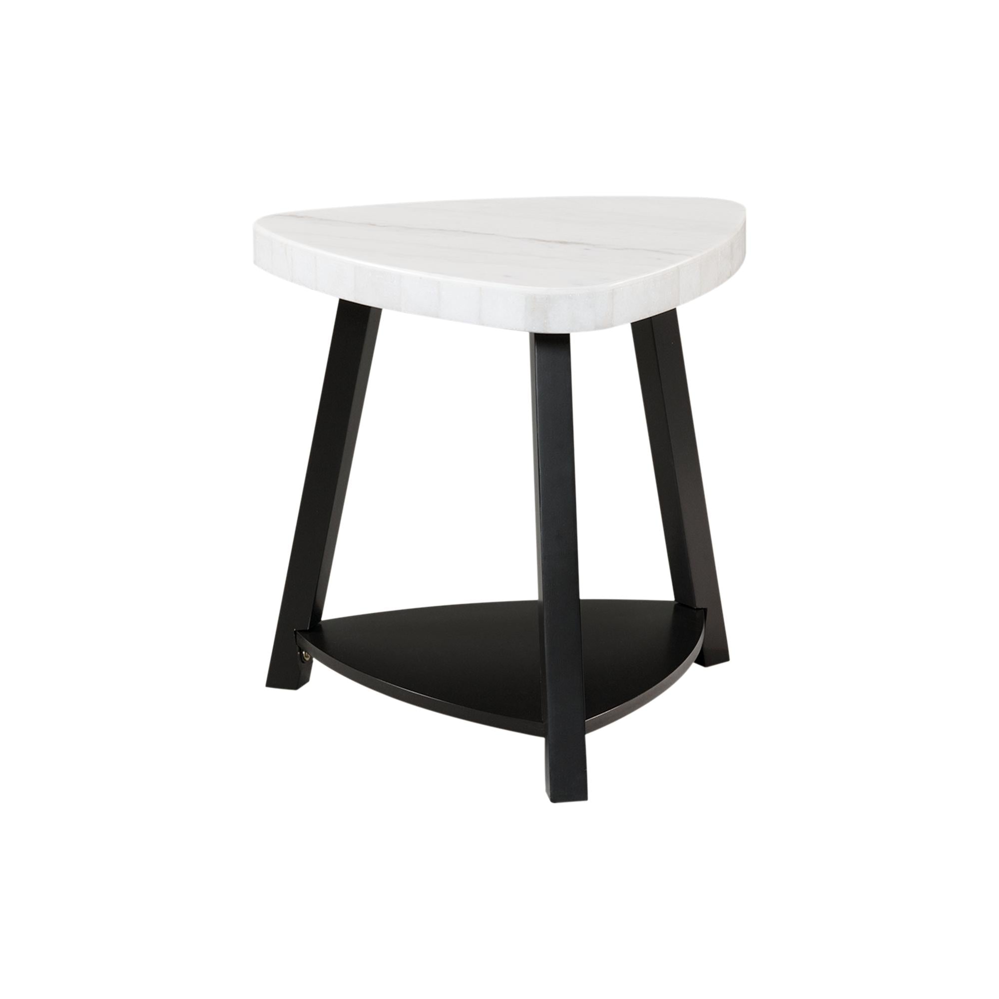 Elements International Trinity CTN100ET White Marble Top End Table - Image 1