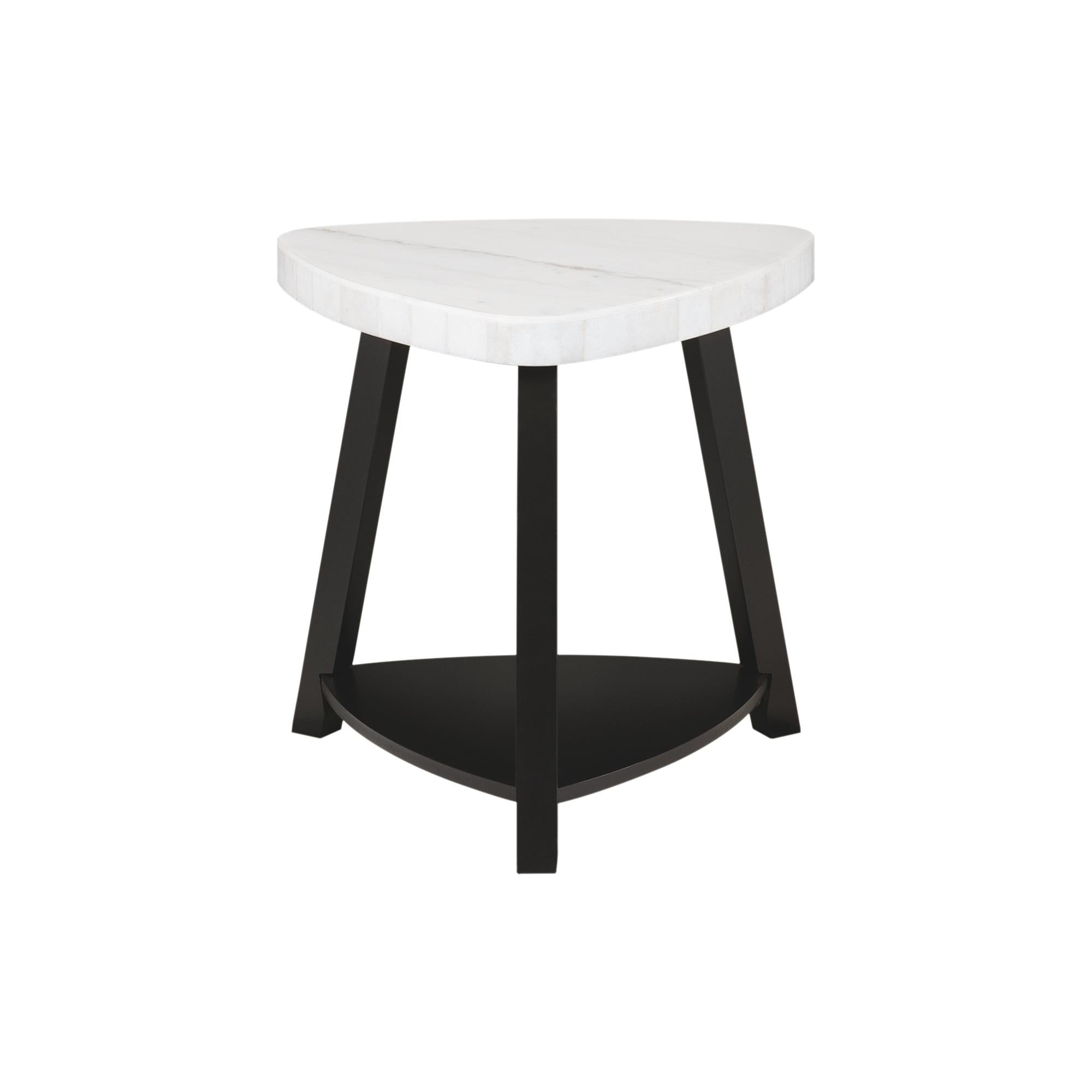 Elements International Trinity CTN100ET White Marble Top End Table - Image 2