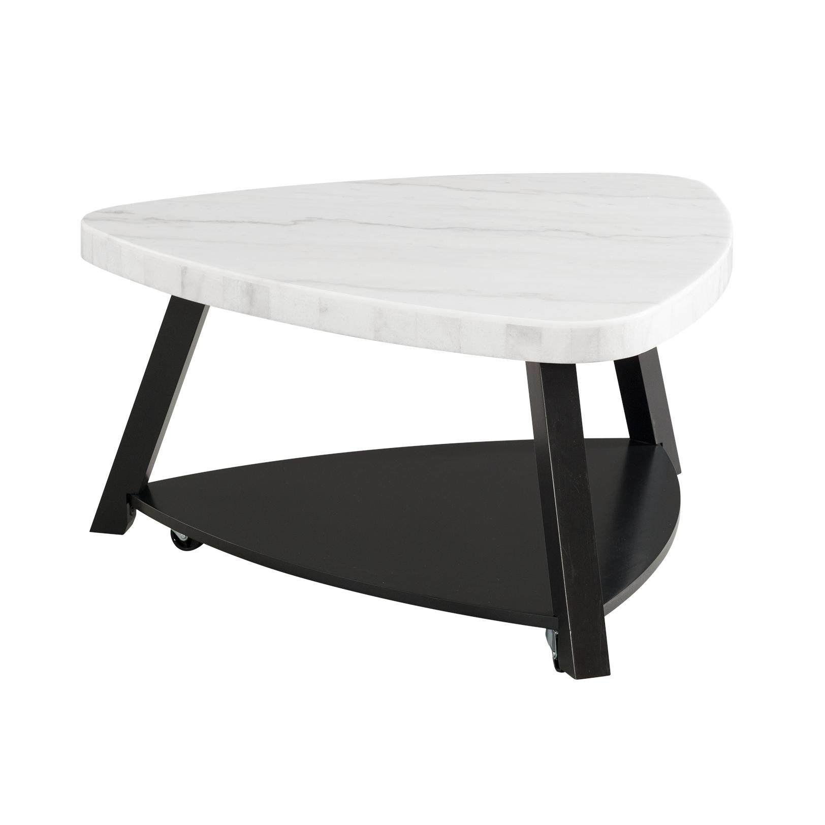 Elements International Trinity CTN100CT White Marble Top Coffee Table - Image 1