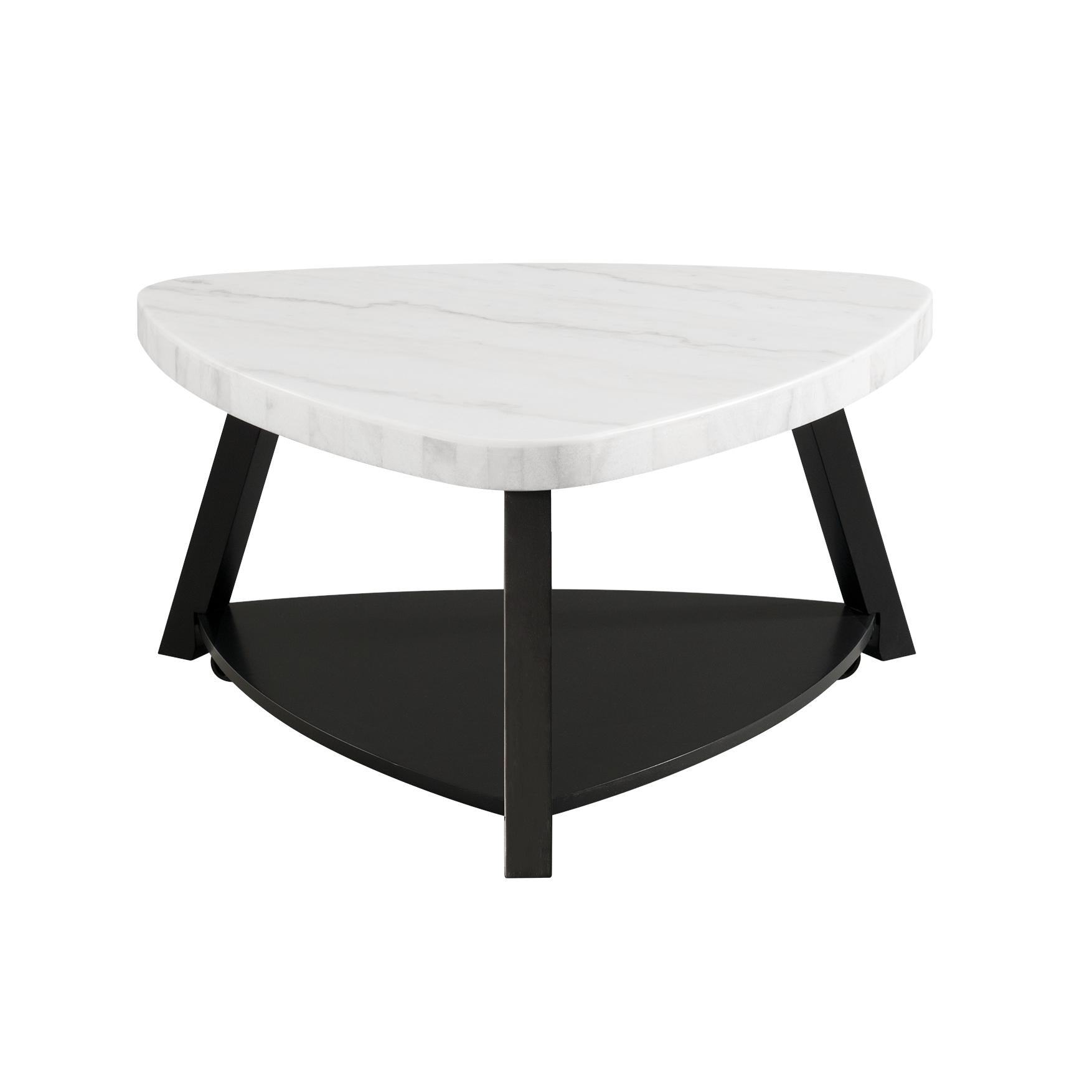 Elements International Trinity CTN100CT White Marble Top Coffee Table - Image 2