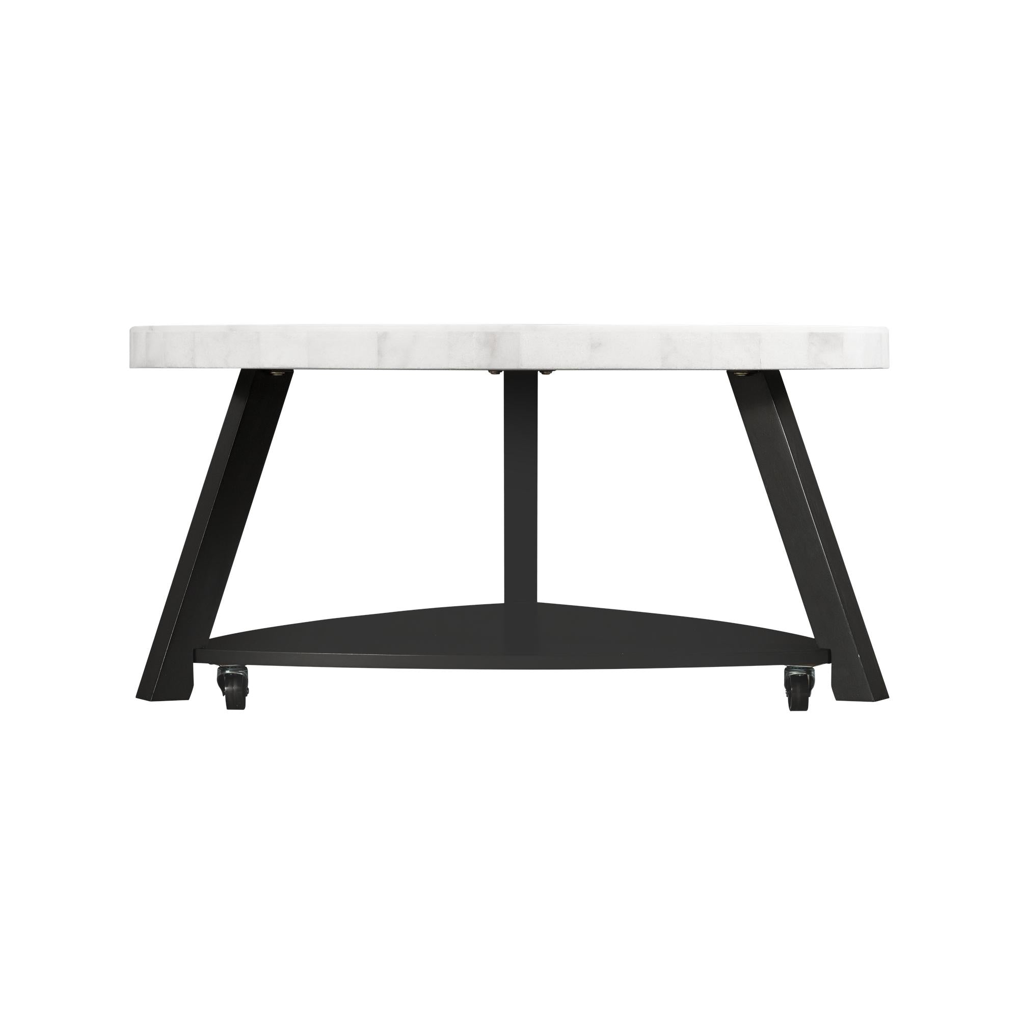 Elements International Trinity CTN100CT White Marble Top Coffee Table - Image 3