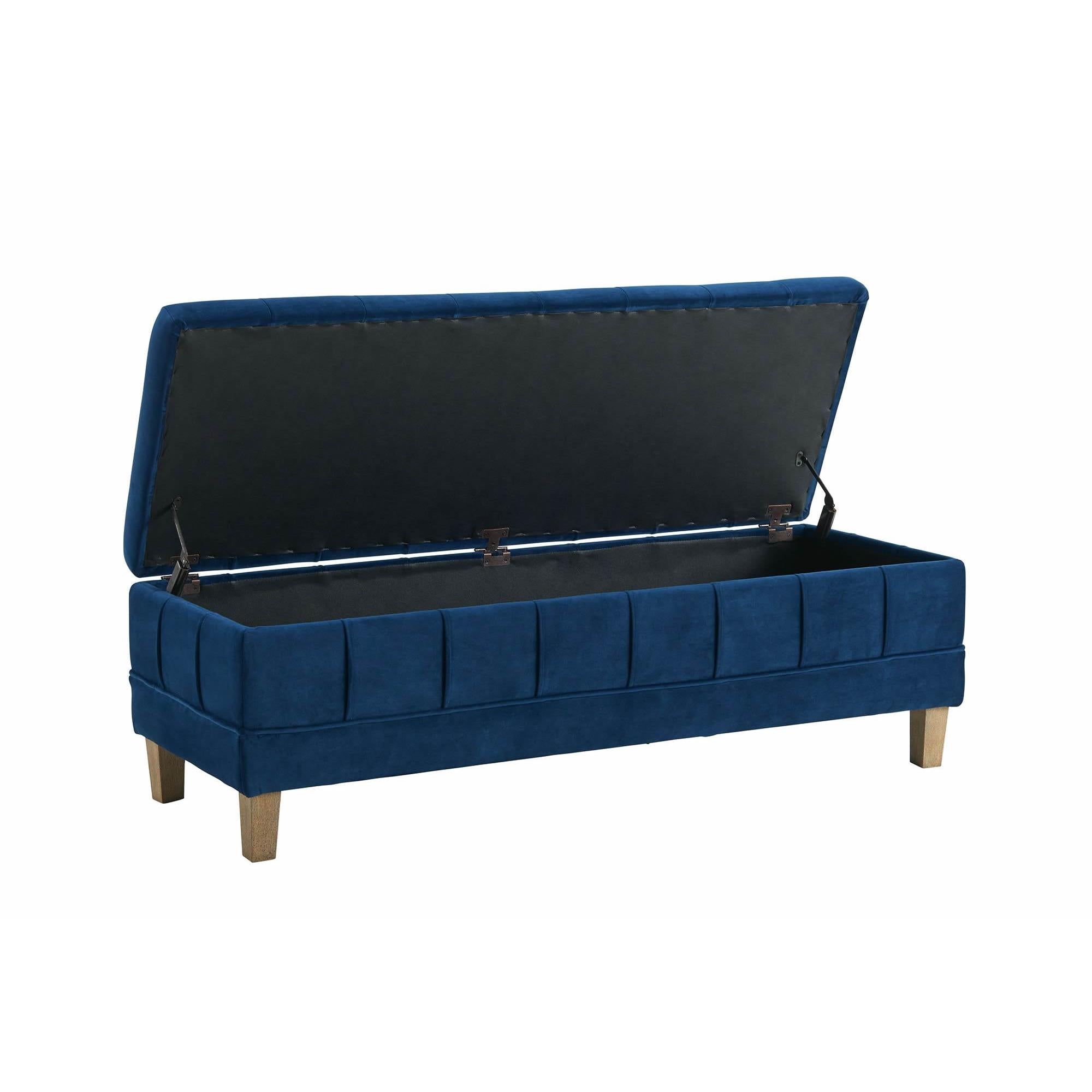 Elements International Crosby Tufted Storage Ottoman - Cobalt - Image 2