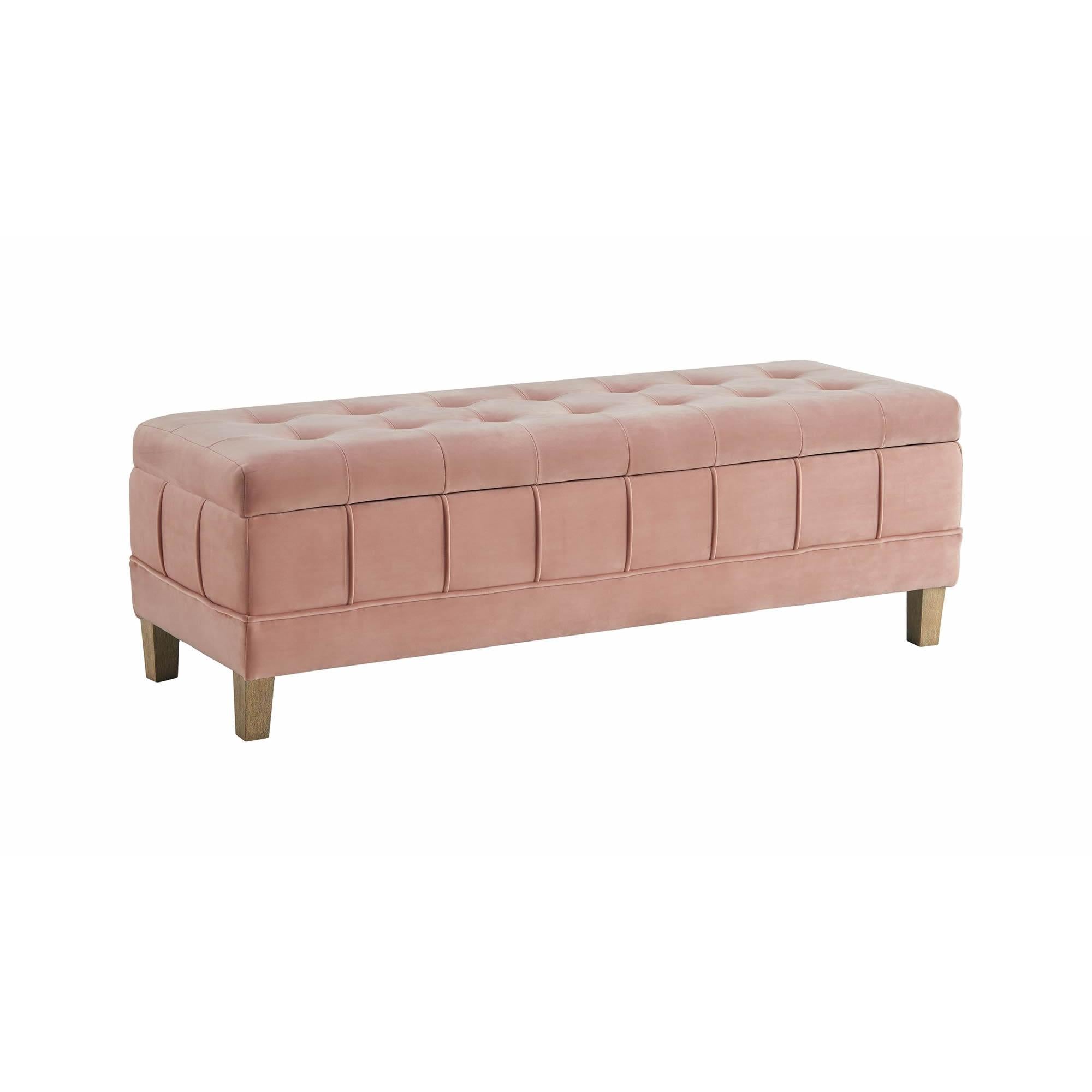 Elements International Crosby Tufted Storage Ottoman – Blush