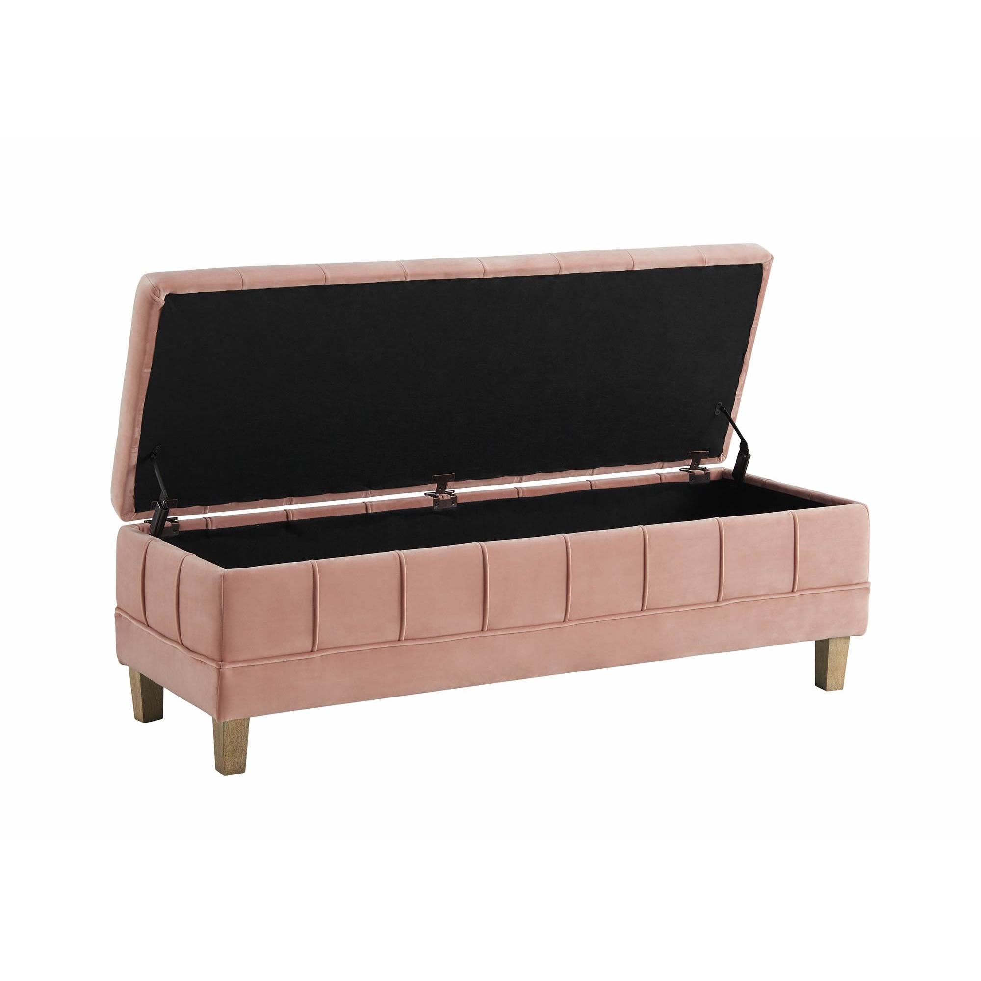 Elements International Crosby Tufted Storage Ottoman - Blush - Image 2