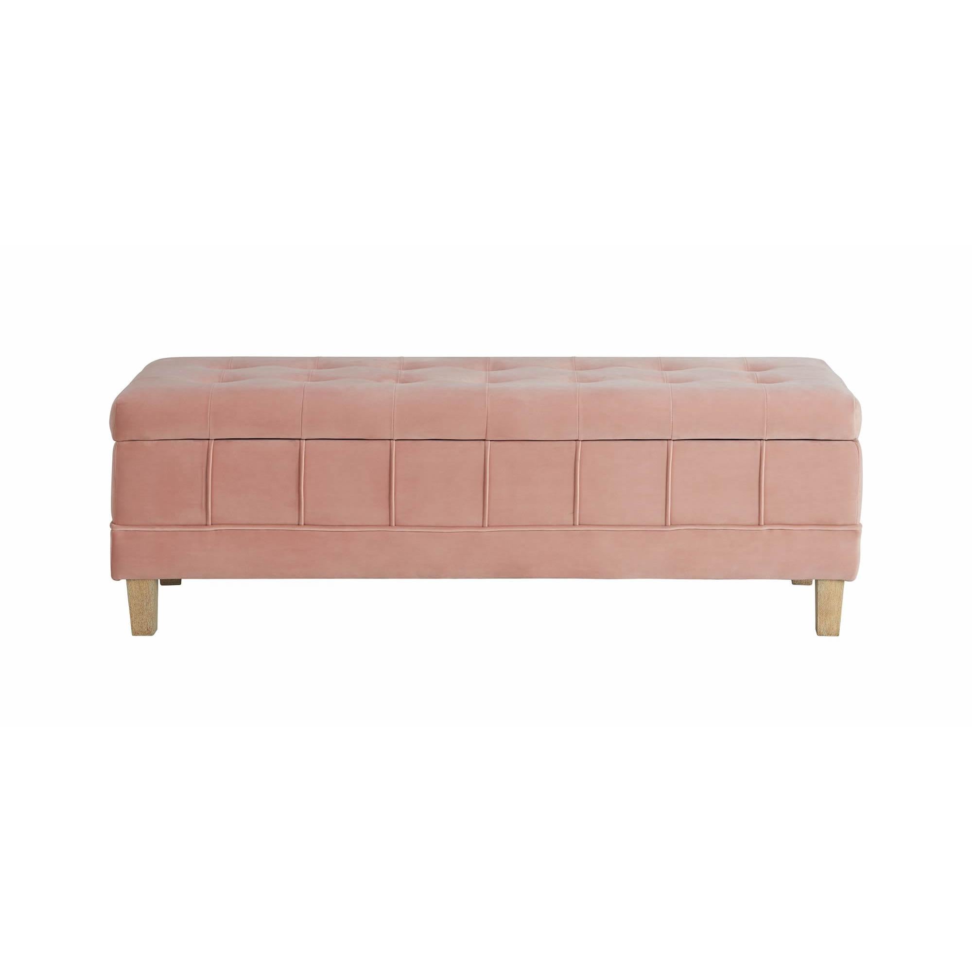 Elements International Crosby Tufted Storage Ottoman - Blush - Image 3