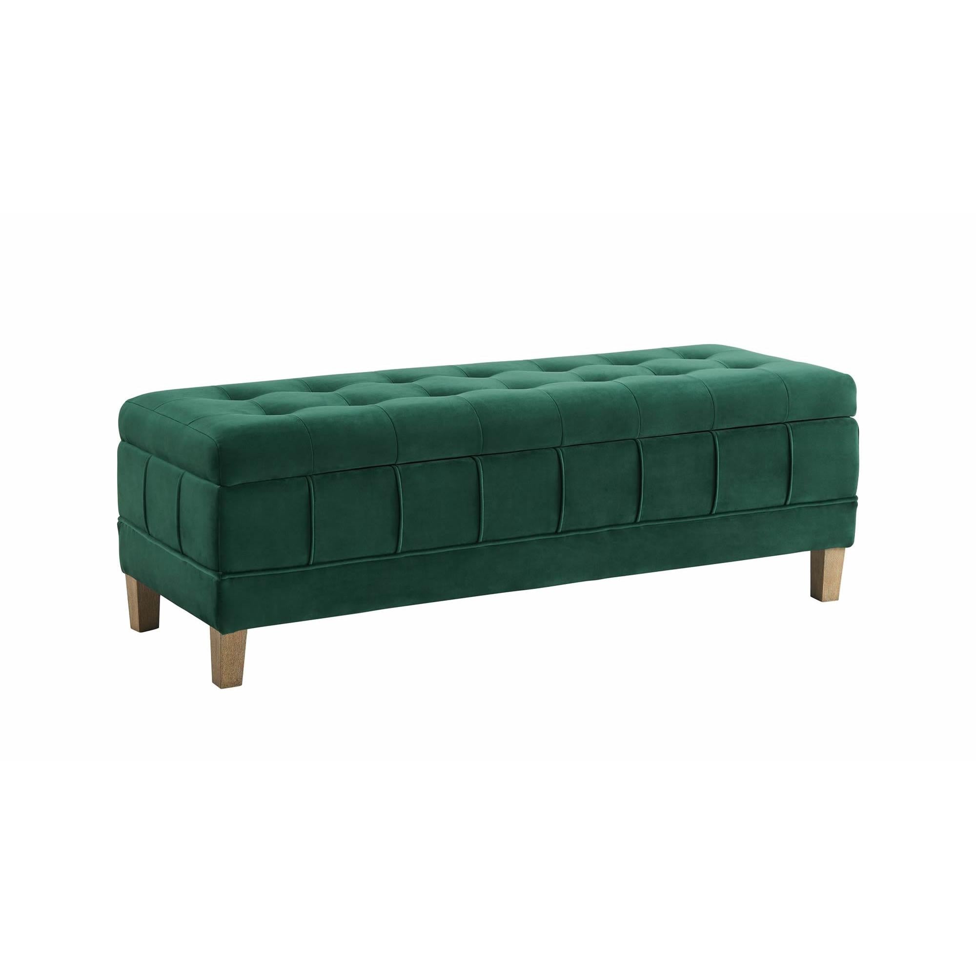 Elements International Crosby Tufted Storage Ottoman – Evergreen