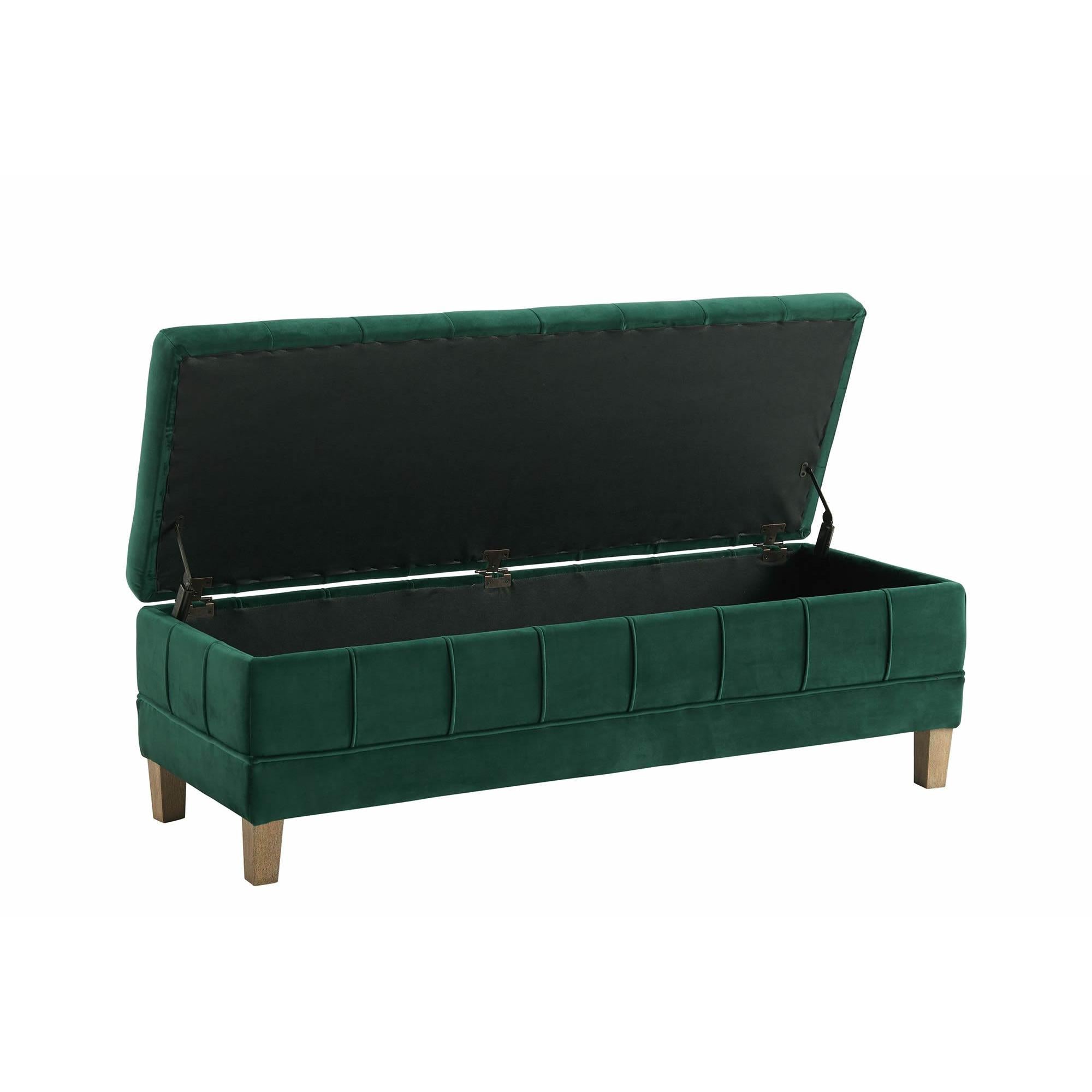 Elements International Crosby Tufted Storage Ottoman - Evergreen - Image 2