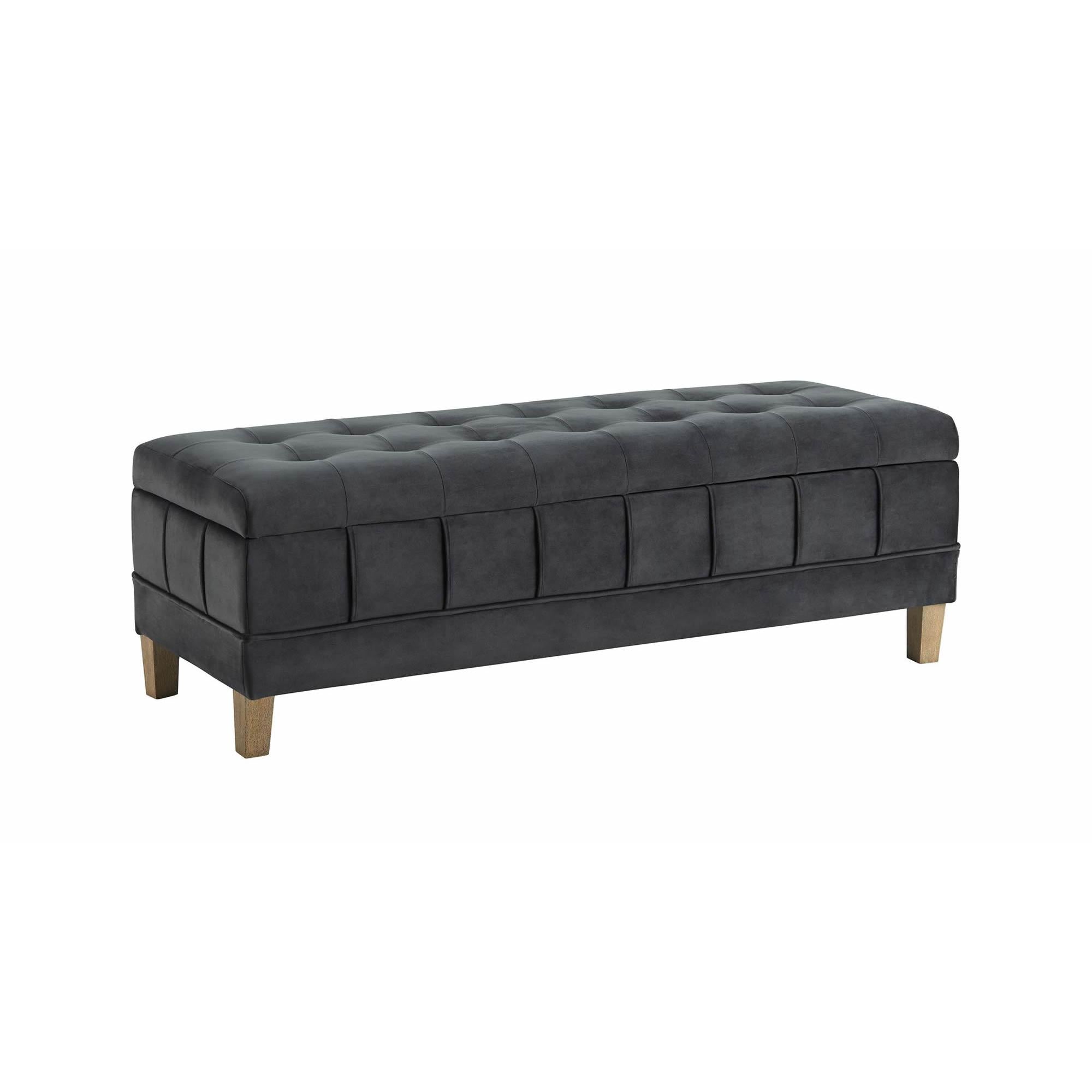 Elements International Crosby Tufted Storage Ottoman – Gun Metal