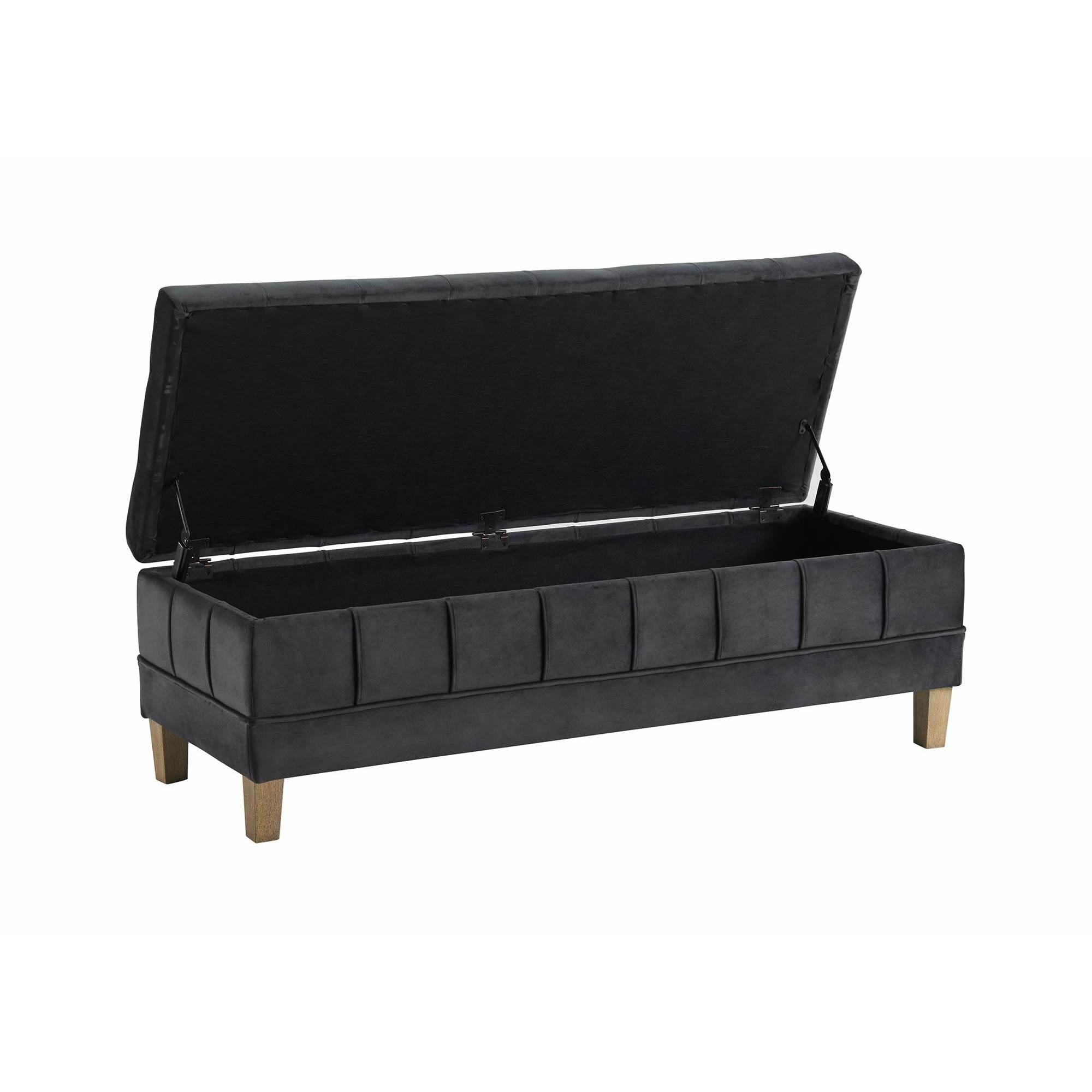 Elements International Crosby Tufted Storage Ottoman - Gun Metal - Image 2