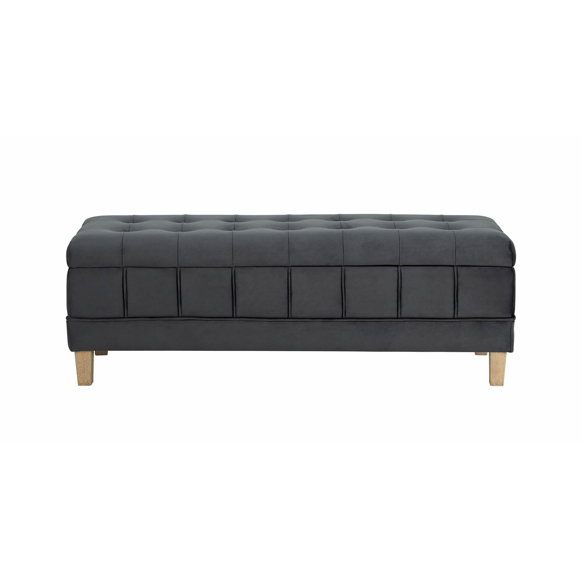 Elements International Crosby Tufted Storage Ottoman - Gun Metal - Image 3