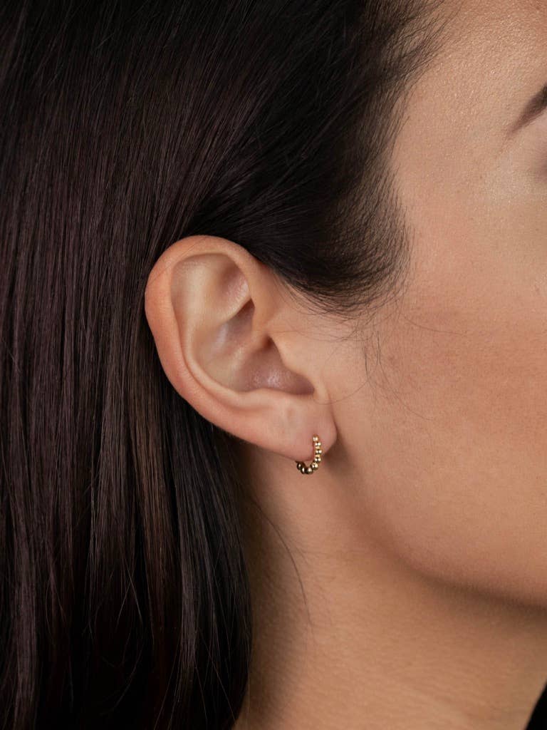 Ball Hoop - Tiny - Gold Earrings - Image 3