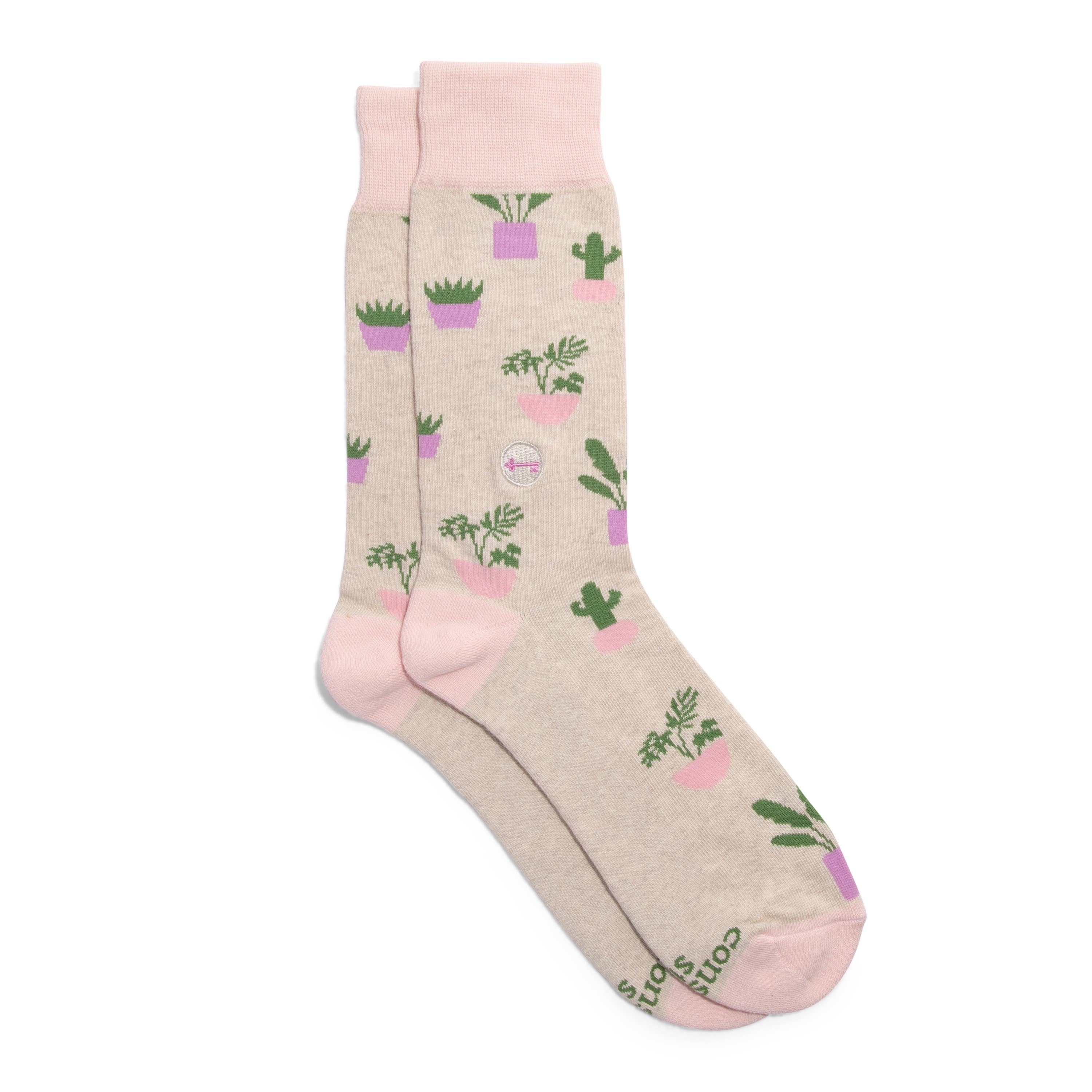 Socks that Build Homes (Pink Houseplants): Medium - Image 1