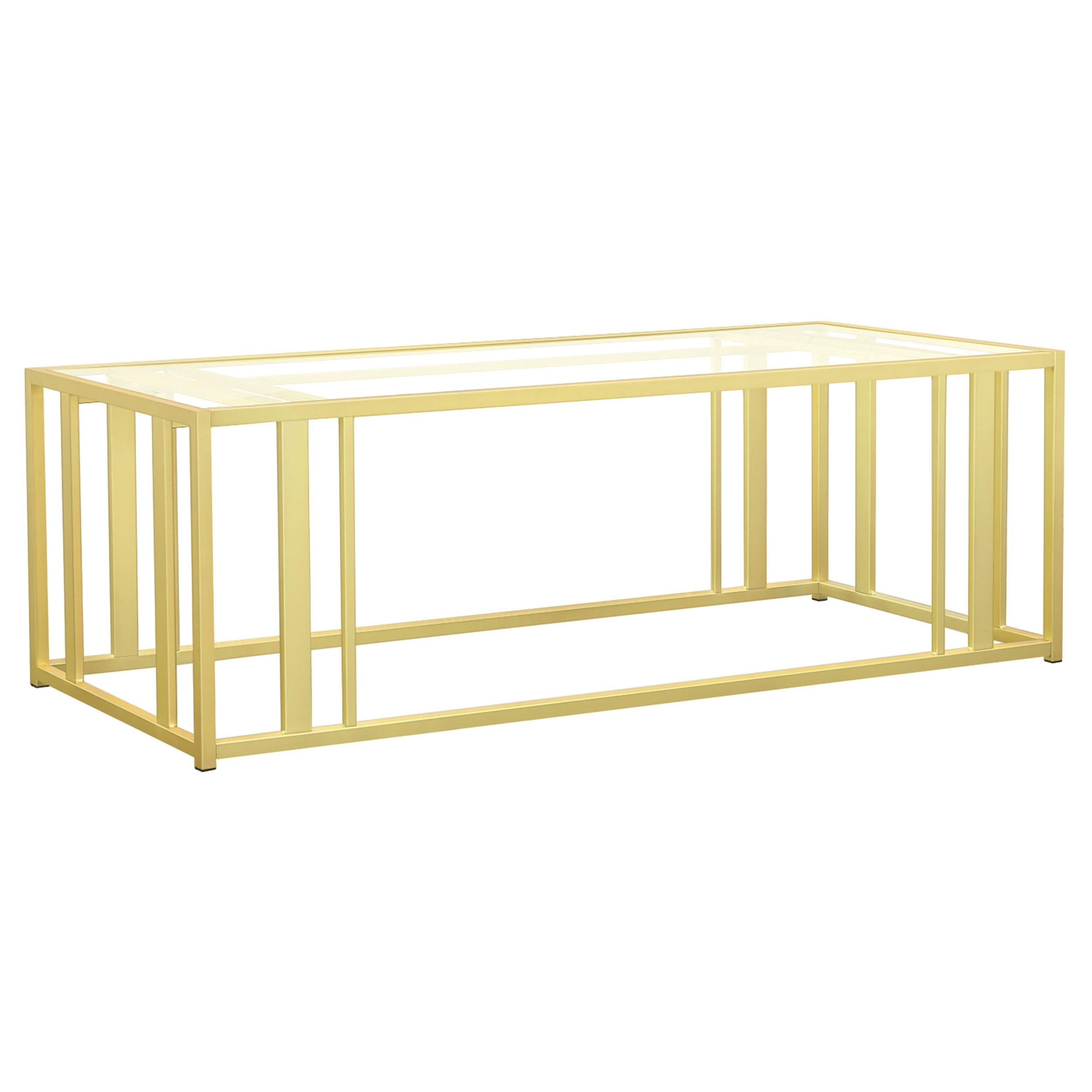 Coaster Furniture Adri 723608 Rectangular Glass Top Coffee Table - Matte Brass - Image 1