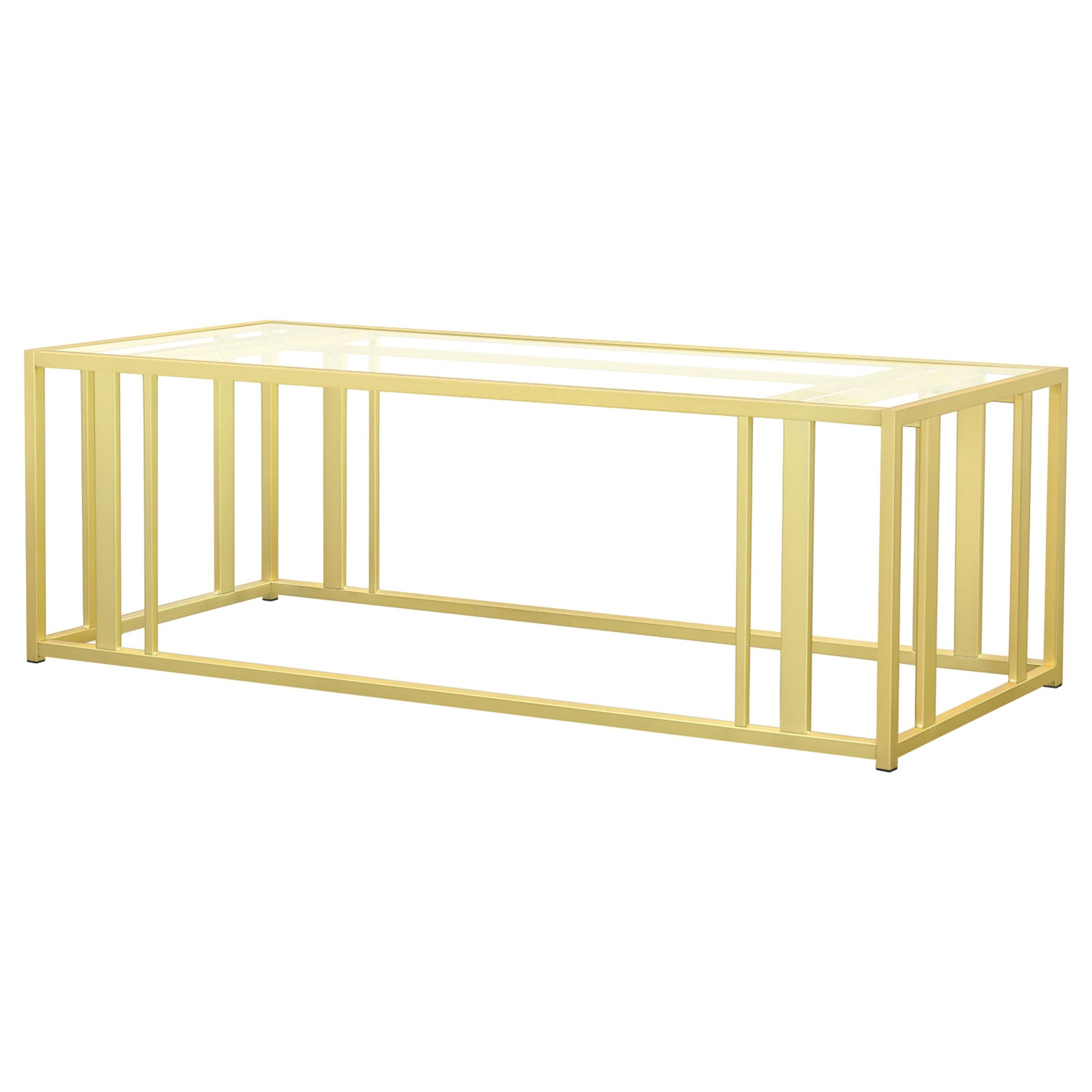 Coaster Furniture Adri 723608 Rectangular Glass Top Coffee Table - Matte Brass - Image 3