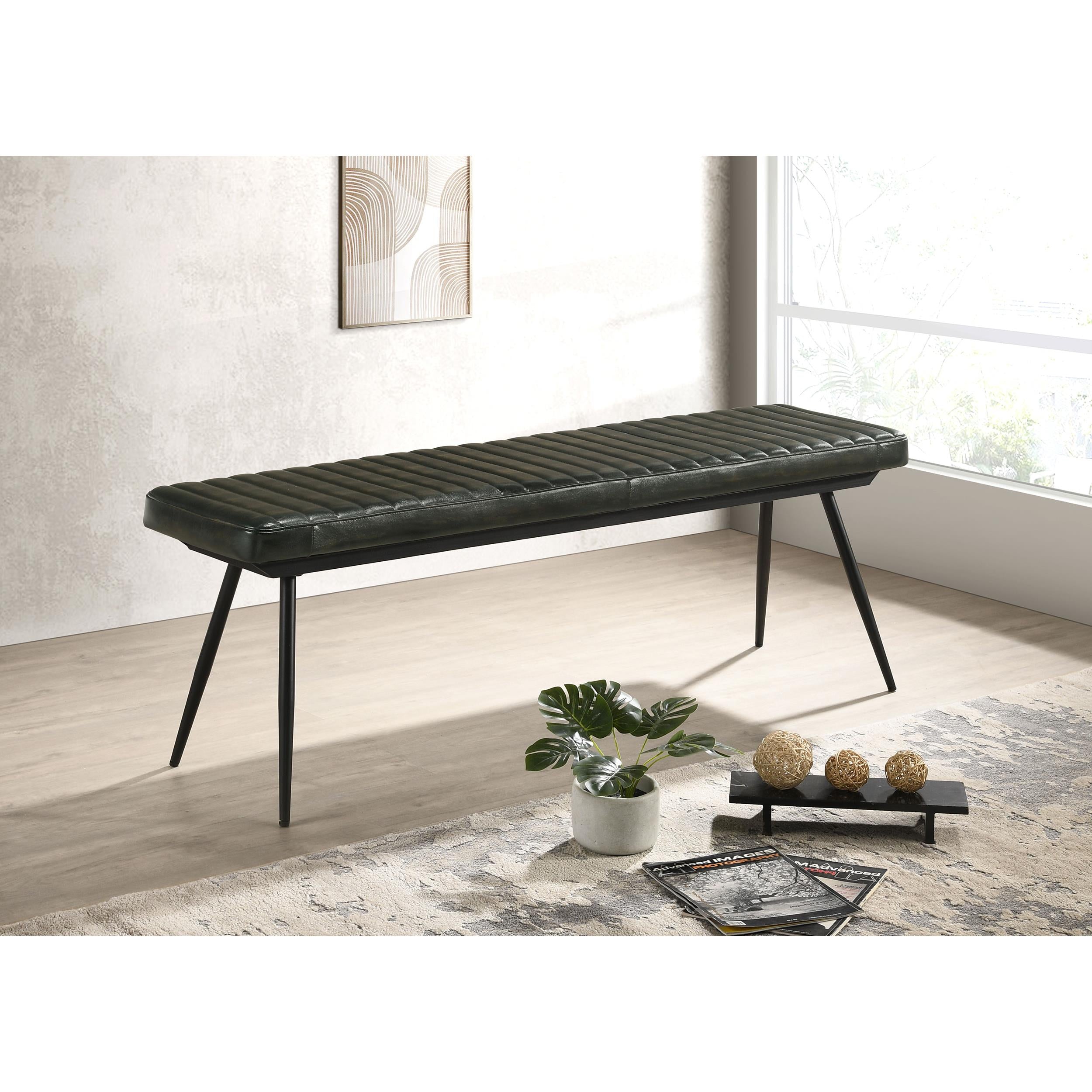 Coaster Furniture Misty 110653 Leather Upholstered Dining Bench - Antique Espresso - Image 3