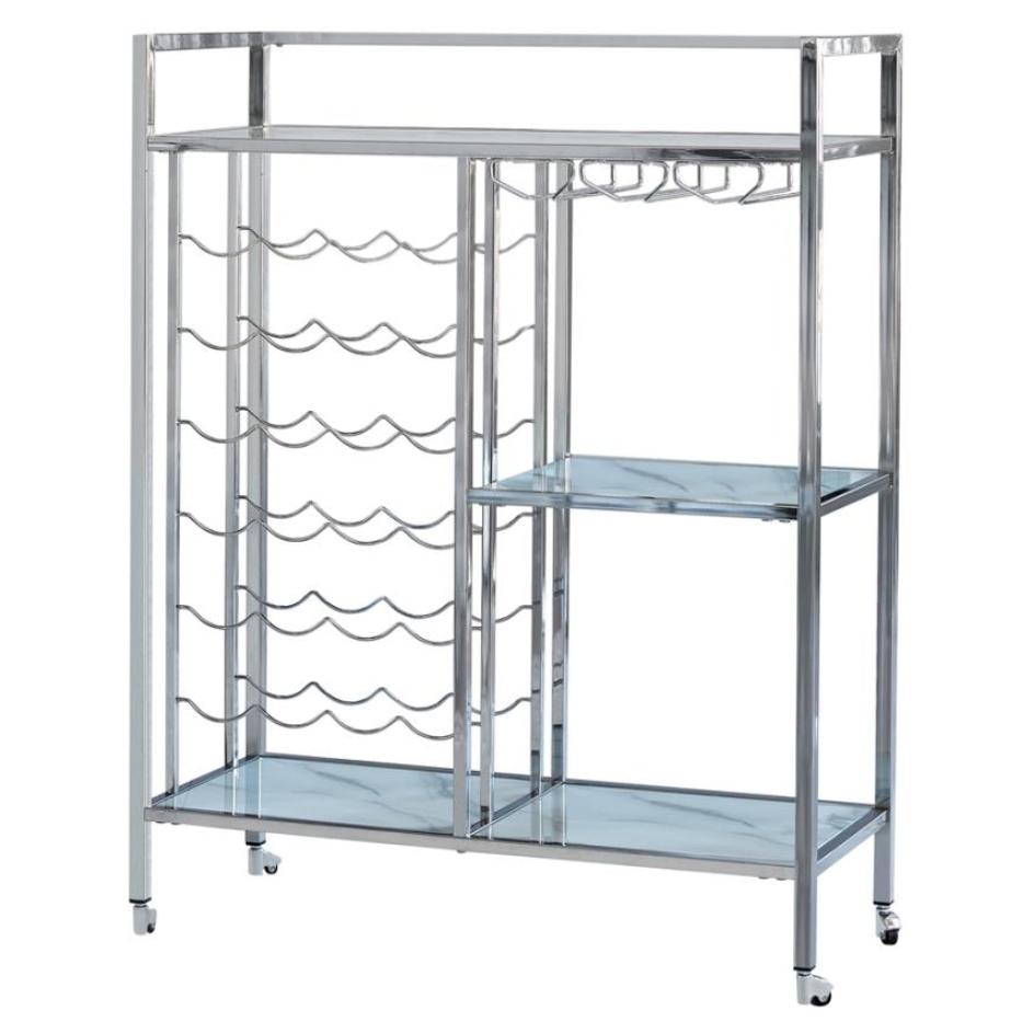 Coaster Furniture Derion 181370 3-tier Rectangular Glass Shelf Metal Bar Cart – Chrome