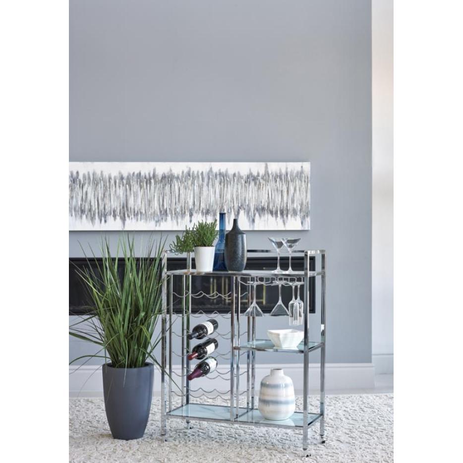 Coaster Furniture Derion 181370 3-tier Rectangular Glass Shelf Metal Bar Cart - Chrome - Image 2