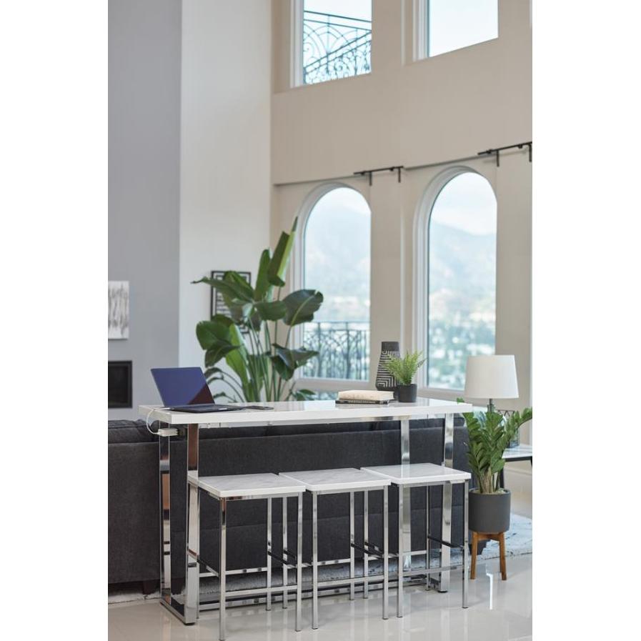 Coaster Furniture Marmot 182253 4-piece Rectangular Counter Height Table Set - Chrome - Image 3
