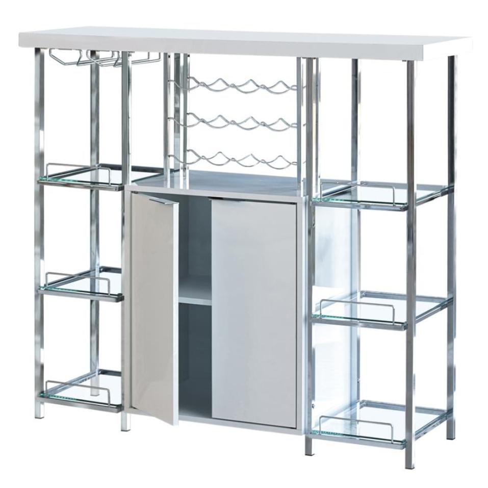 Coaster Furniture Gallimore 182757 2-door Bar Cabinet Wine Storage - White High Gloss - Image 1