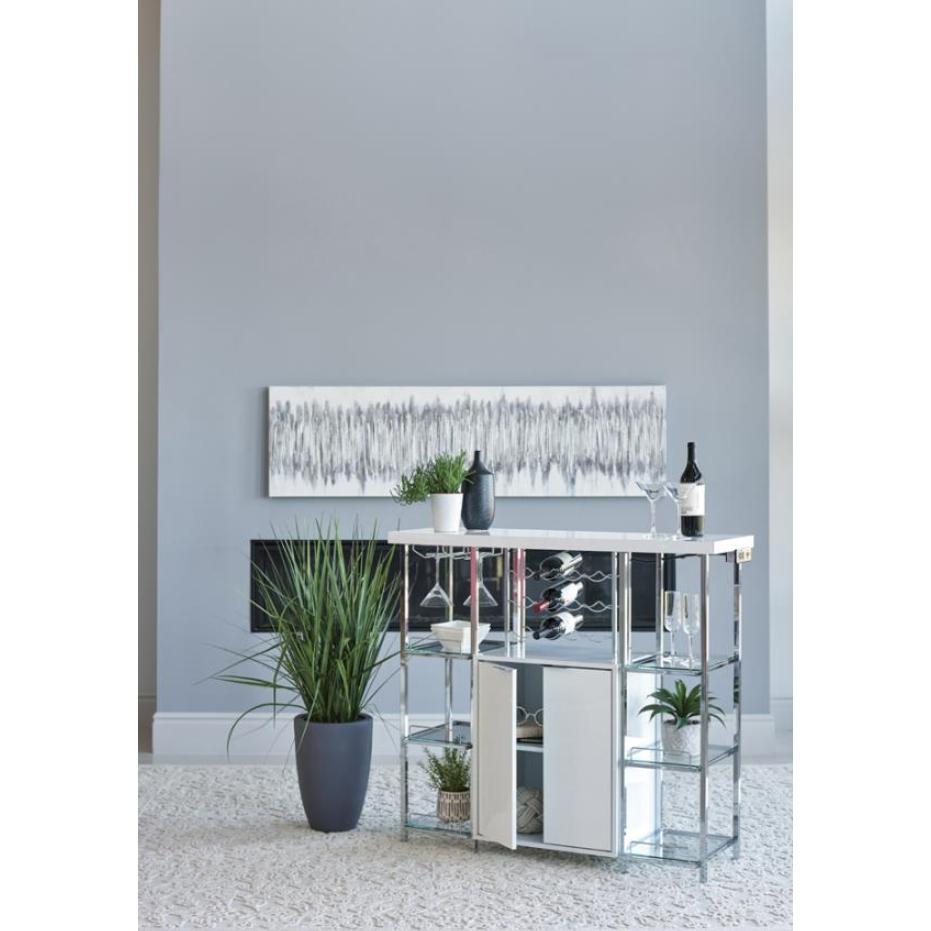 Coaster Furniture Gallimore 182757 2-door Bar Cabinet Wine Storage - White High Gloss - Image 2