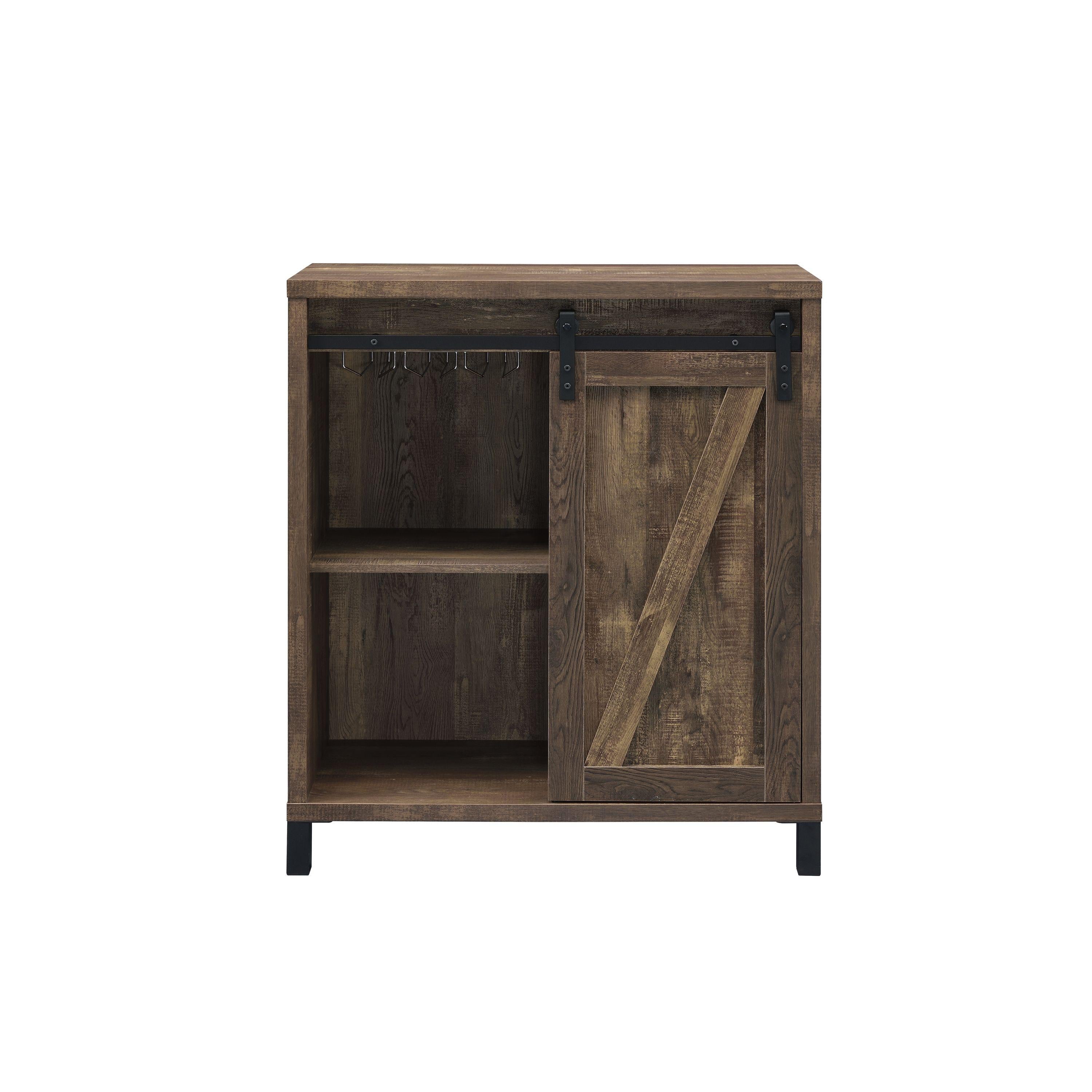 Coaster Furniture Arlington 182852 Sliding Door Home Bar Wine Cabinet - Rustic Oak - Image 3