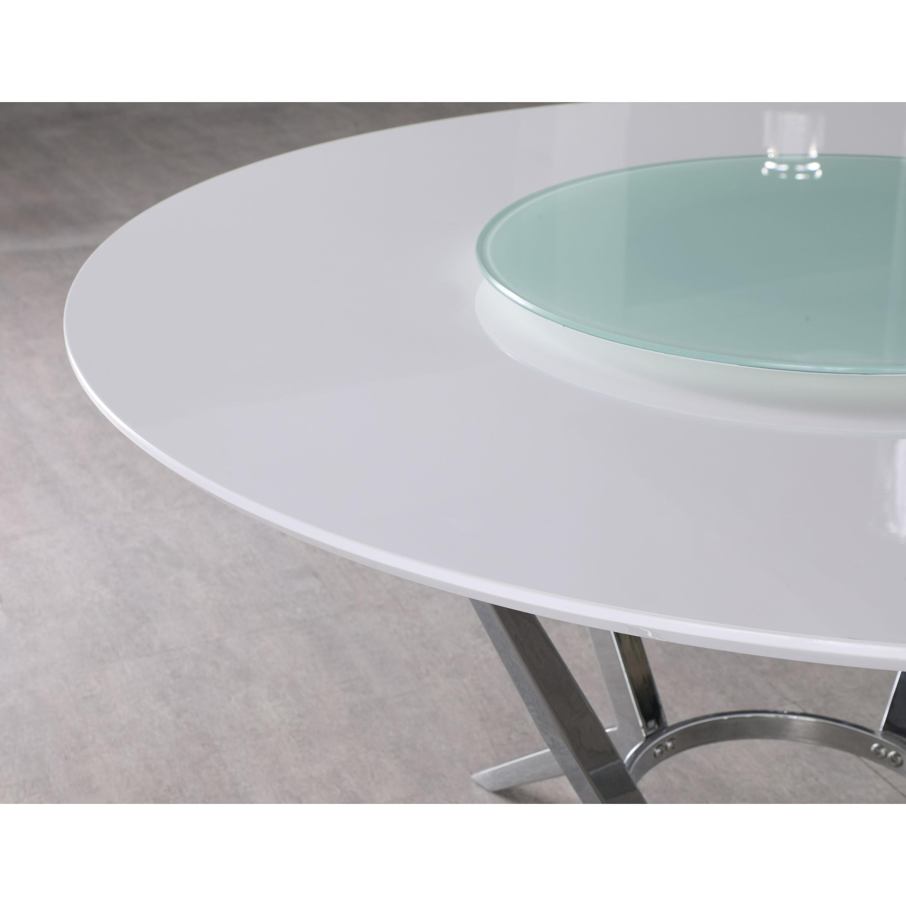 Coaster Furniture Abby 110321 Round 54-inch Lazy Susan Dining Table - White High Gloss - Image 2
