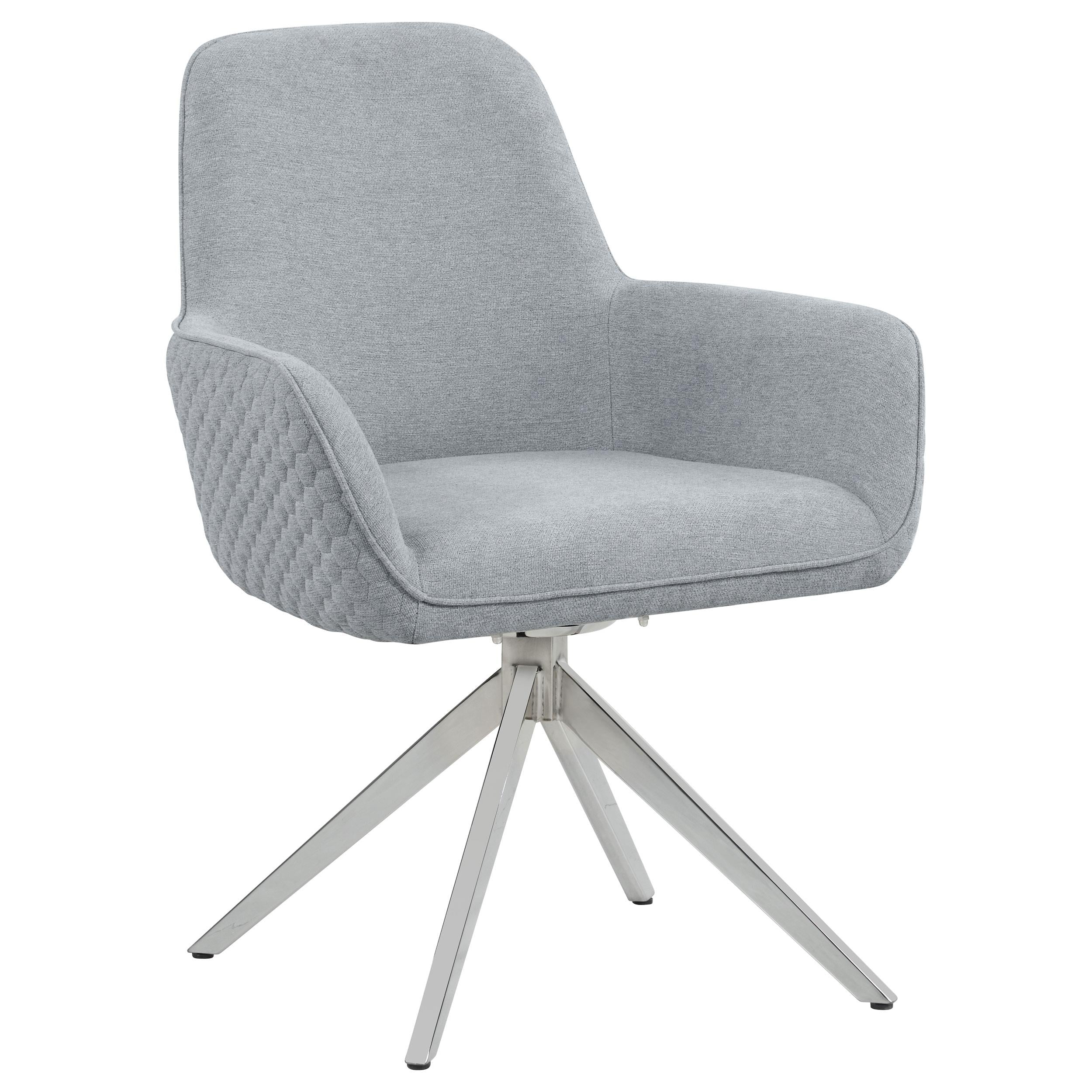Coaster Furniture Abby 110322 Fabric Upholstered Swivel Dining Arm Chair - Light Grey - Image 1