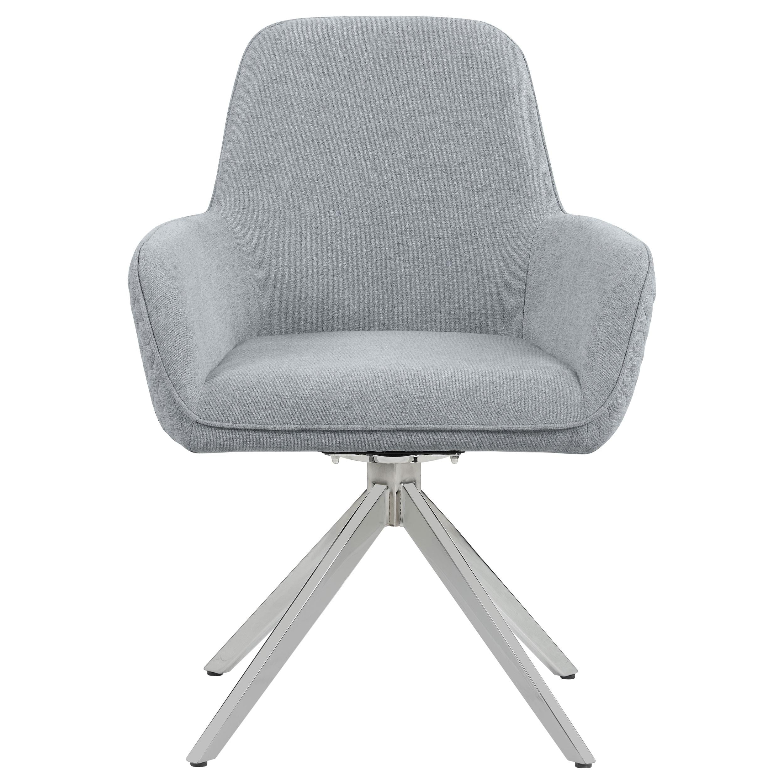 Coaster Furniture Abby 110322 Fabric Upholstered Swivel Dining Arm Chair - Light Grey - Image 2