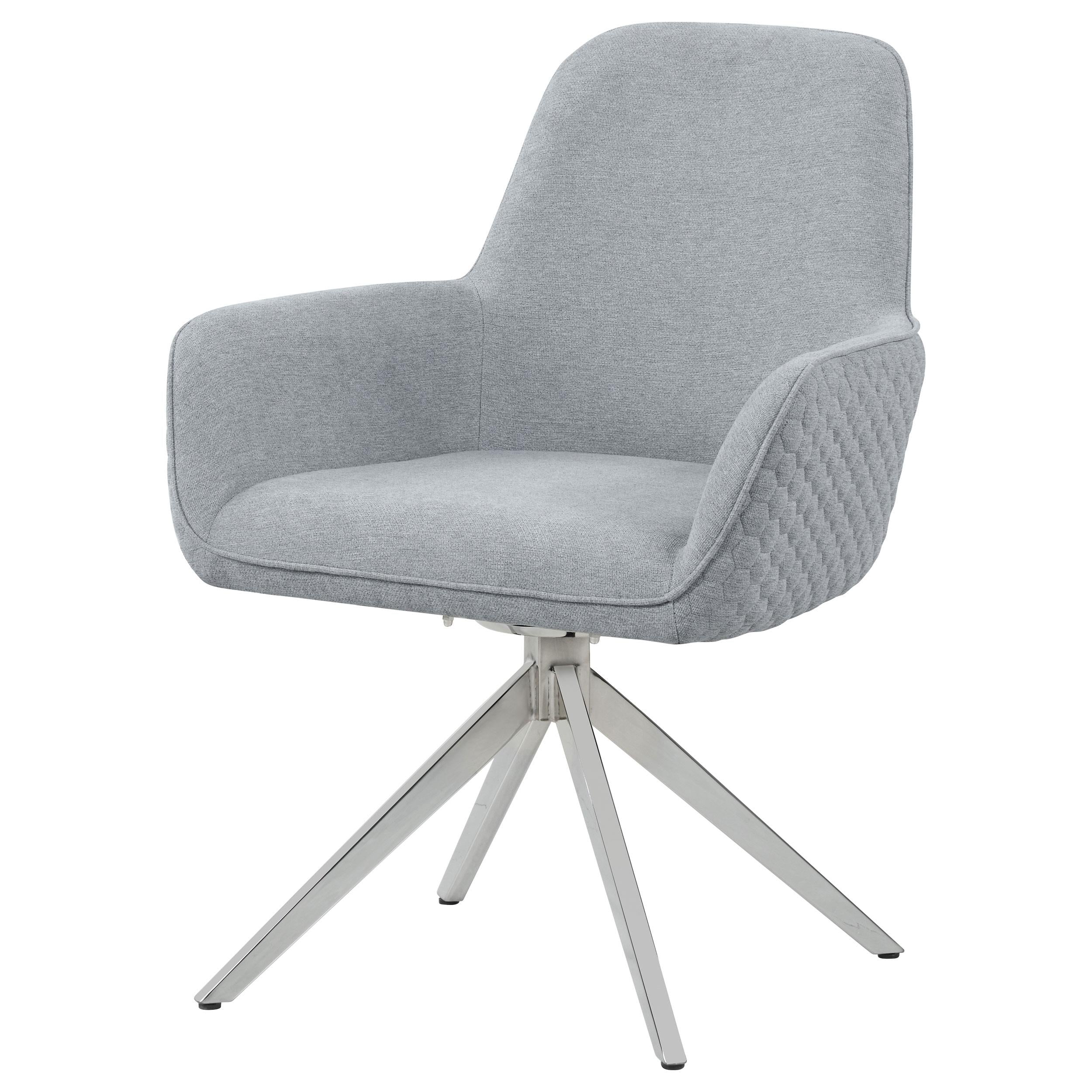 Coaster Furniture Abby 110322 Fabric Upholstered Swivel Dining Arm Chair - Light Grey - Image 3