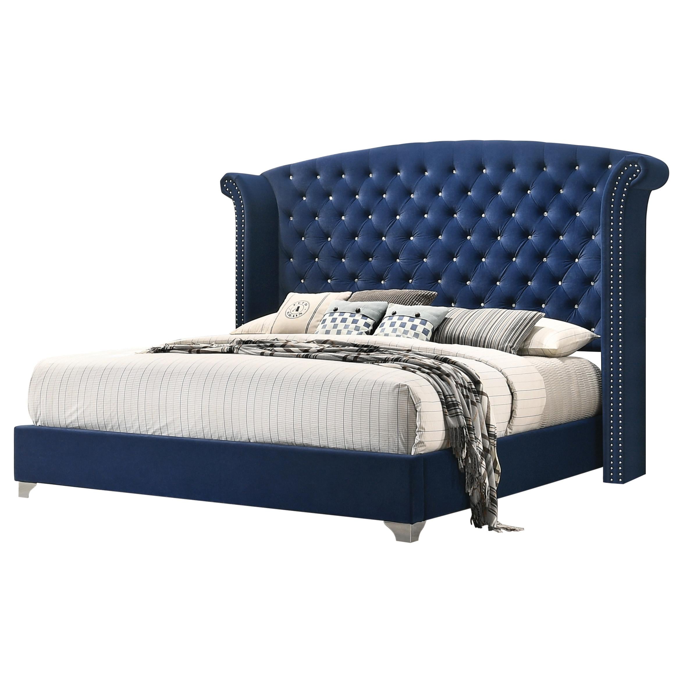 Coaster Furniture Melody 223371Q Upholstered Queen Wingback Bed - Pacific Blue - Image 1