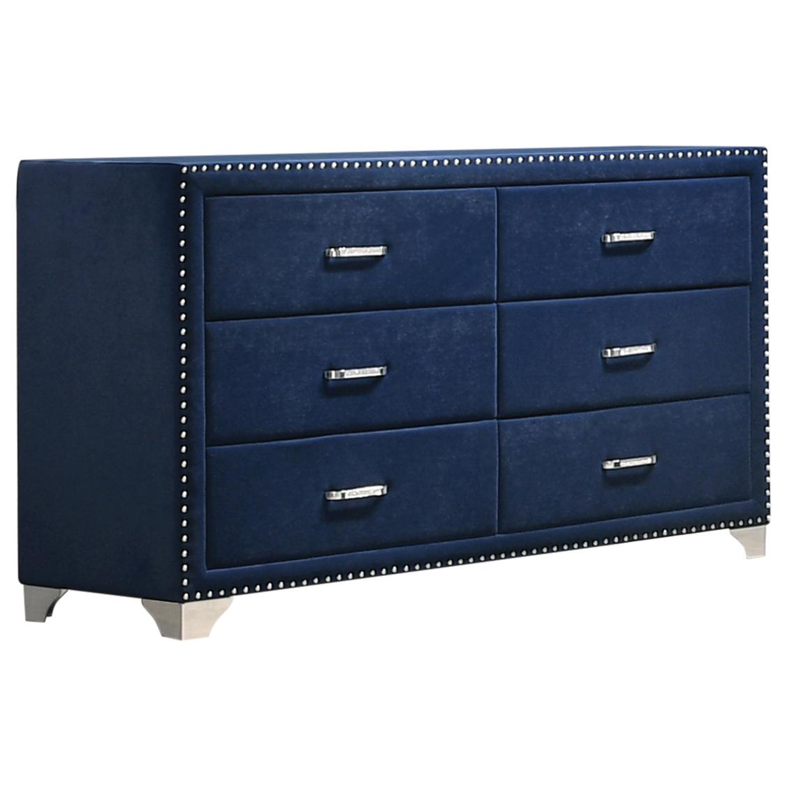 Coaster Furniture Melody 223373 6-Drawer Upholstered Dresser - Pacific Blue - Image 1