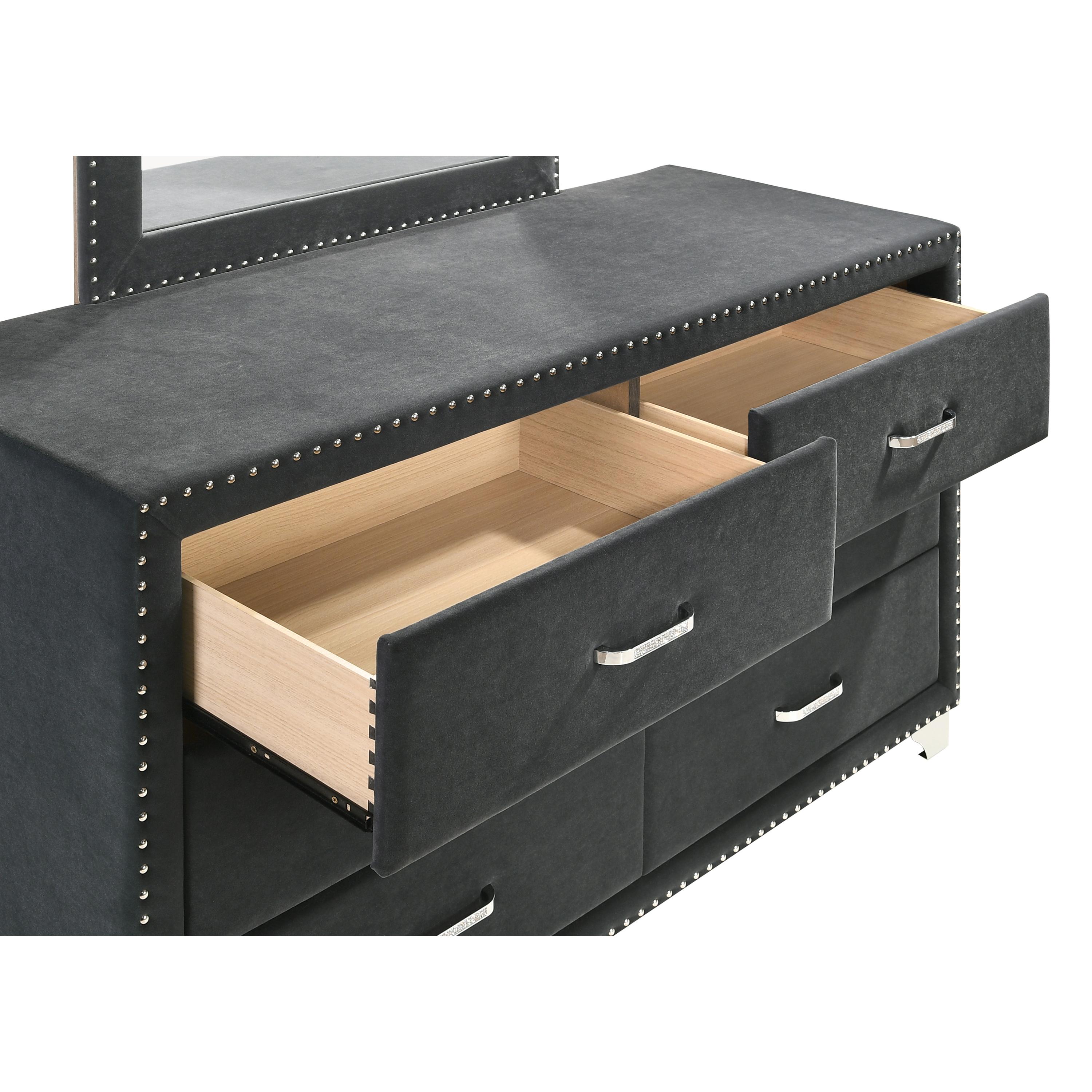 Coaster Furniture Melody 223383 6-Drawer Upholstered Dresser - Grey - Image 2