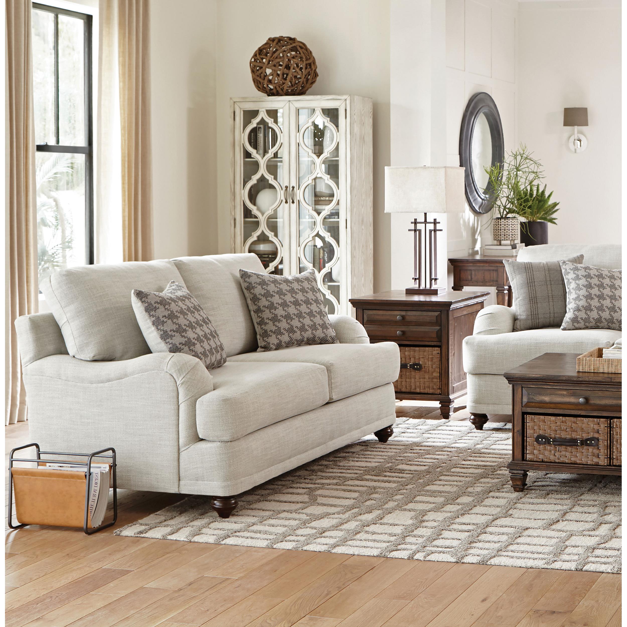 Coaster Furniture Glenn 511095 Upholstered English Arm Loveseat – Light Grey and Grey