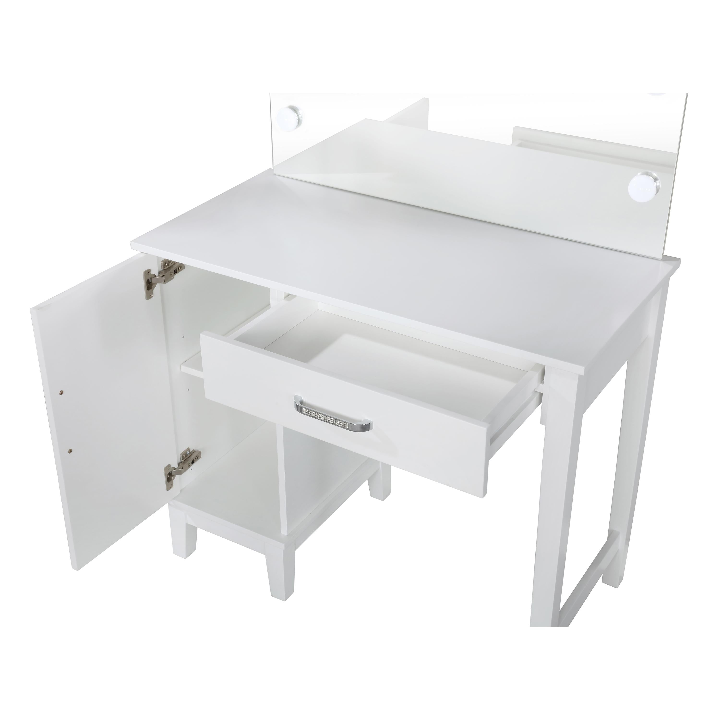Coaster Furniture Elijah 931149 Vanity Set with Lighting & Stool - White and Dark Grey - Image 3