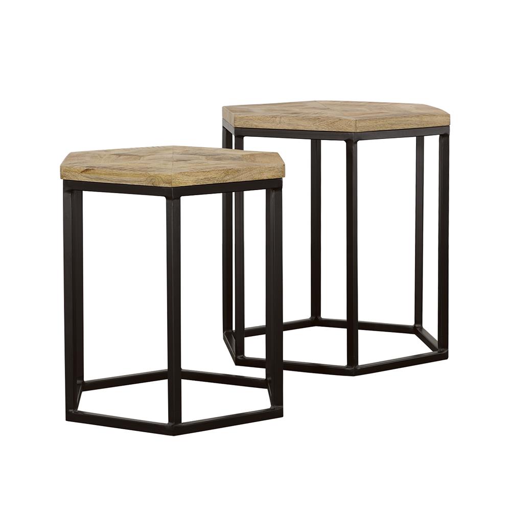 Coaster Furniture Adger 935844 2-piece Hexagonal Nesting Tables – Natural and Black