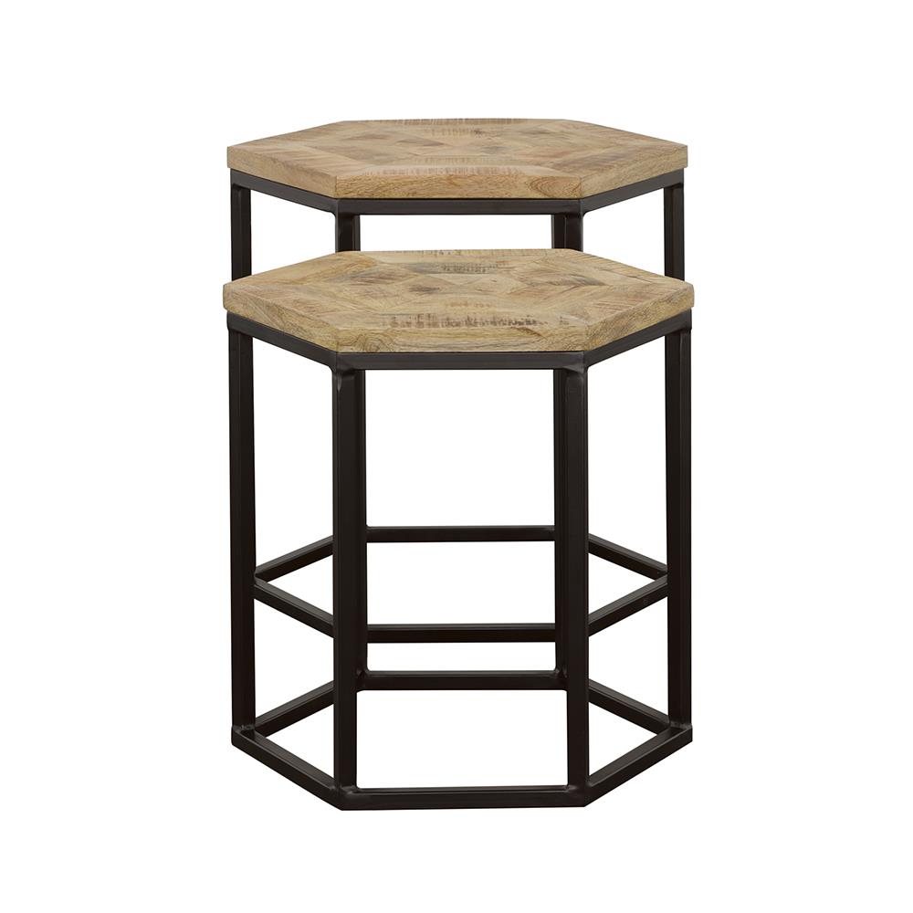 Coaster Furniture Adger 935844 2-piece Hexagonal Nesting Tables - Natural and Black - Image 3