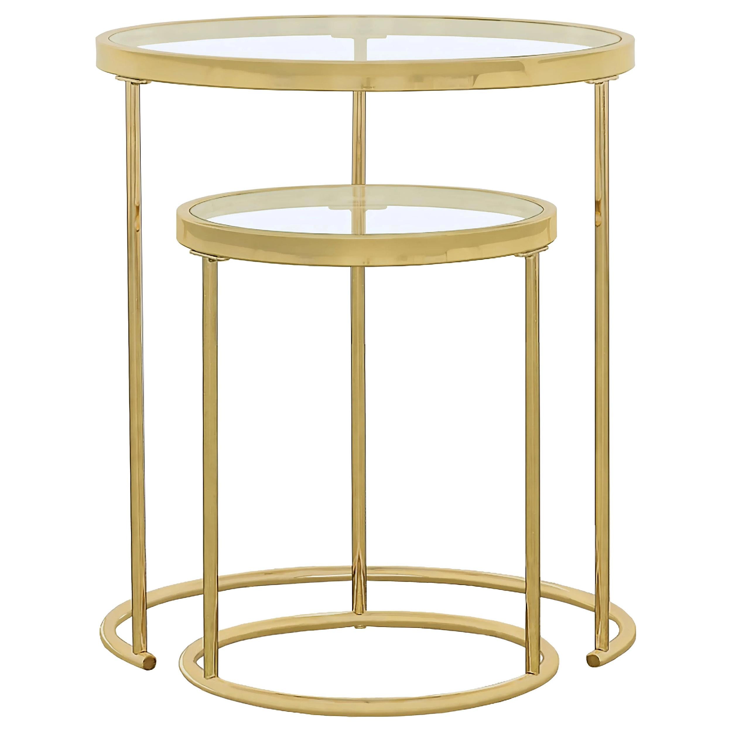 Coaster Furniture Maylin 935936 2-piece Round Glass Top Nesting Table Set - Gold - Image 2