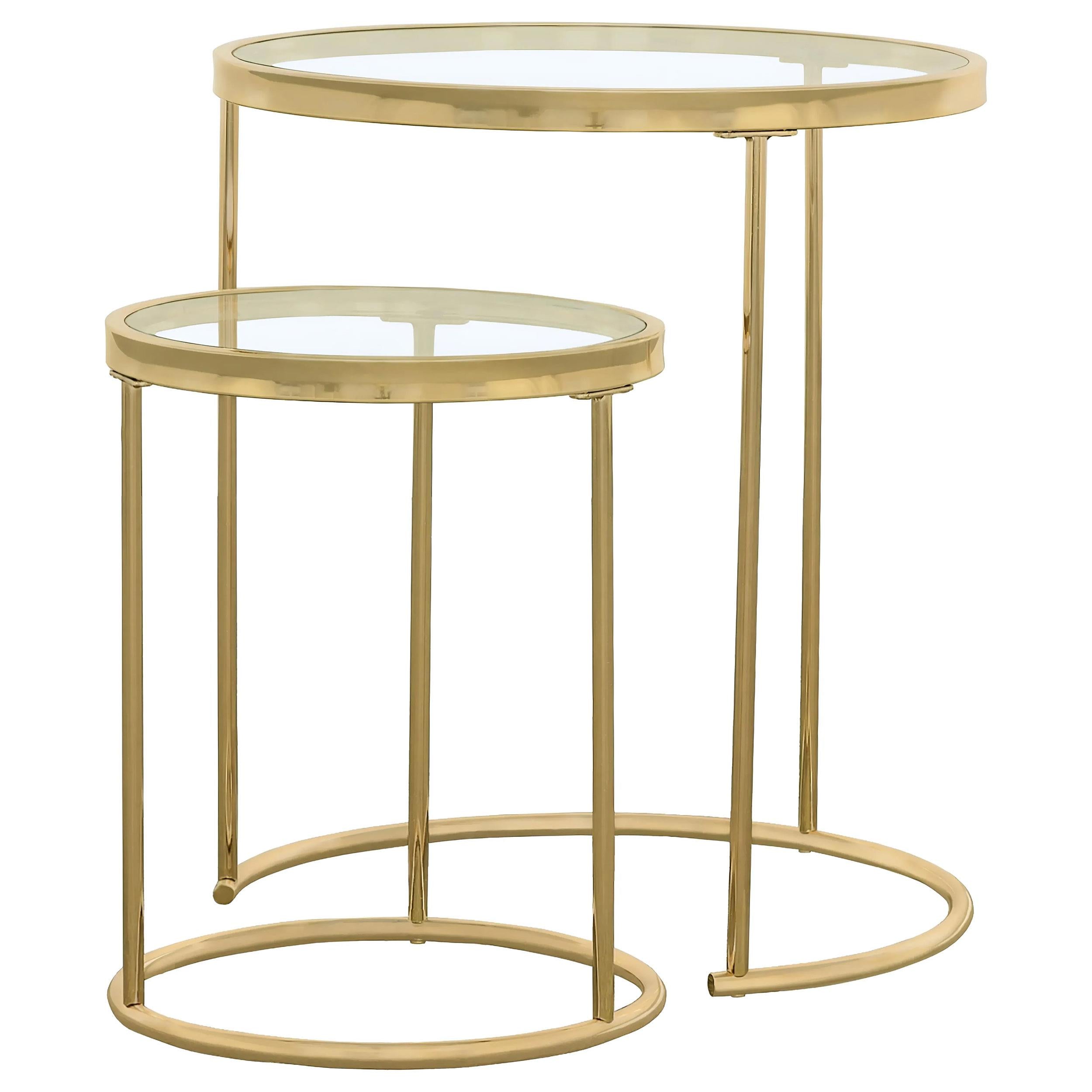 Coaster Furniture Maylin 935936 2-piece Round Glass Top Nesting Table Set - Gold - Image 3