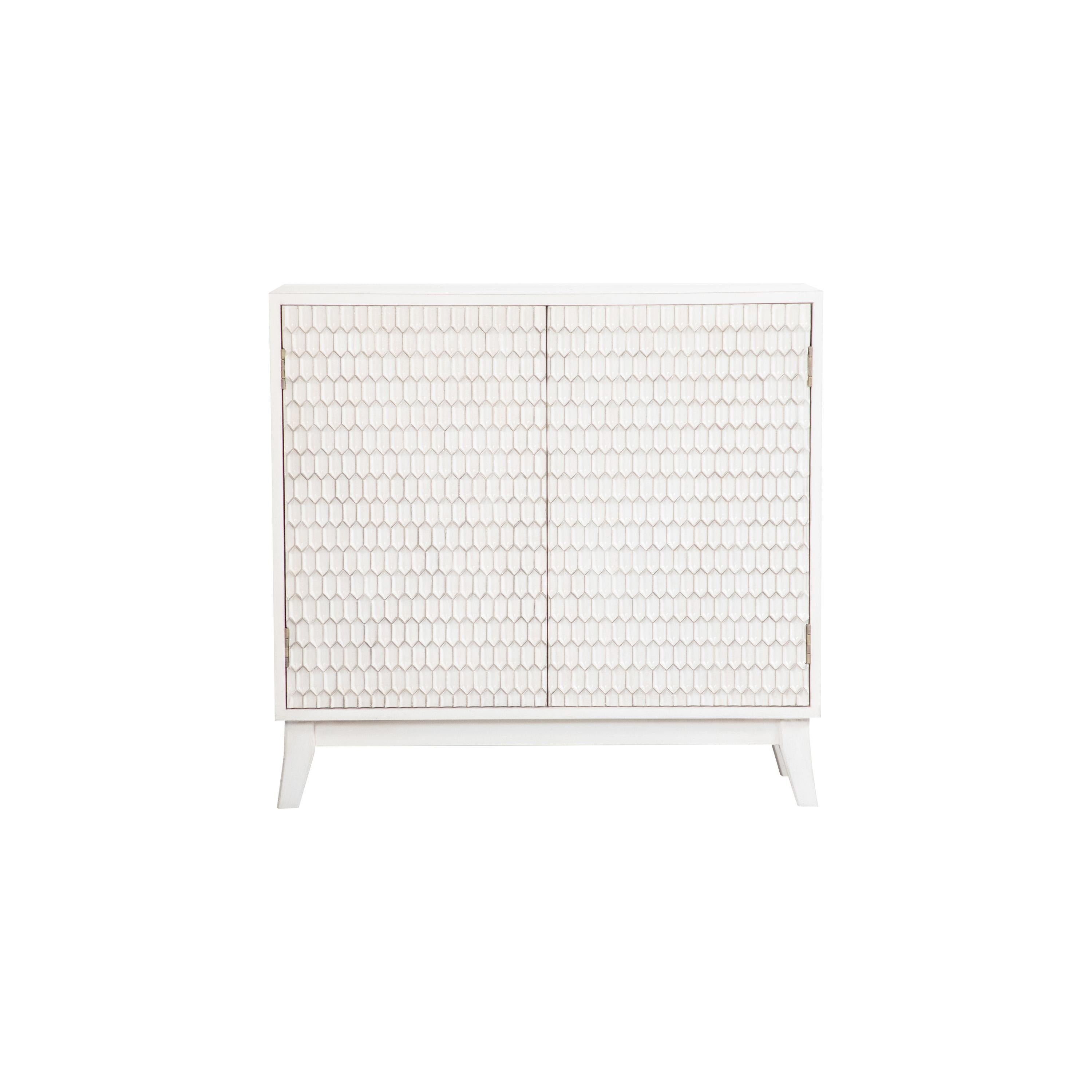 Coaster Furniture Gambon 953401 2-door Wood Honeycomb Pattern Accent Cabinet – White
