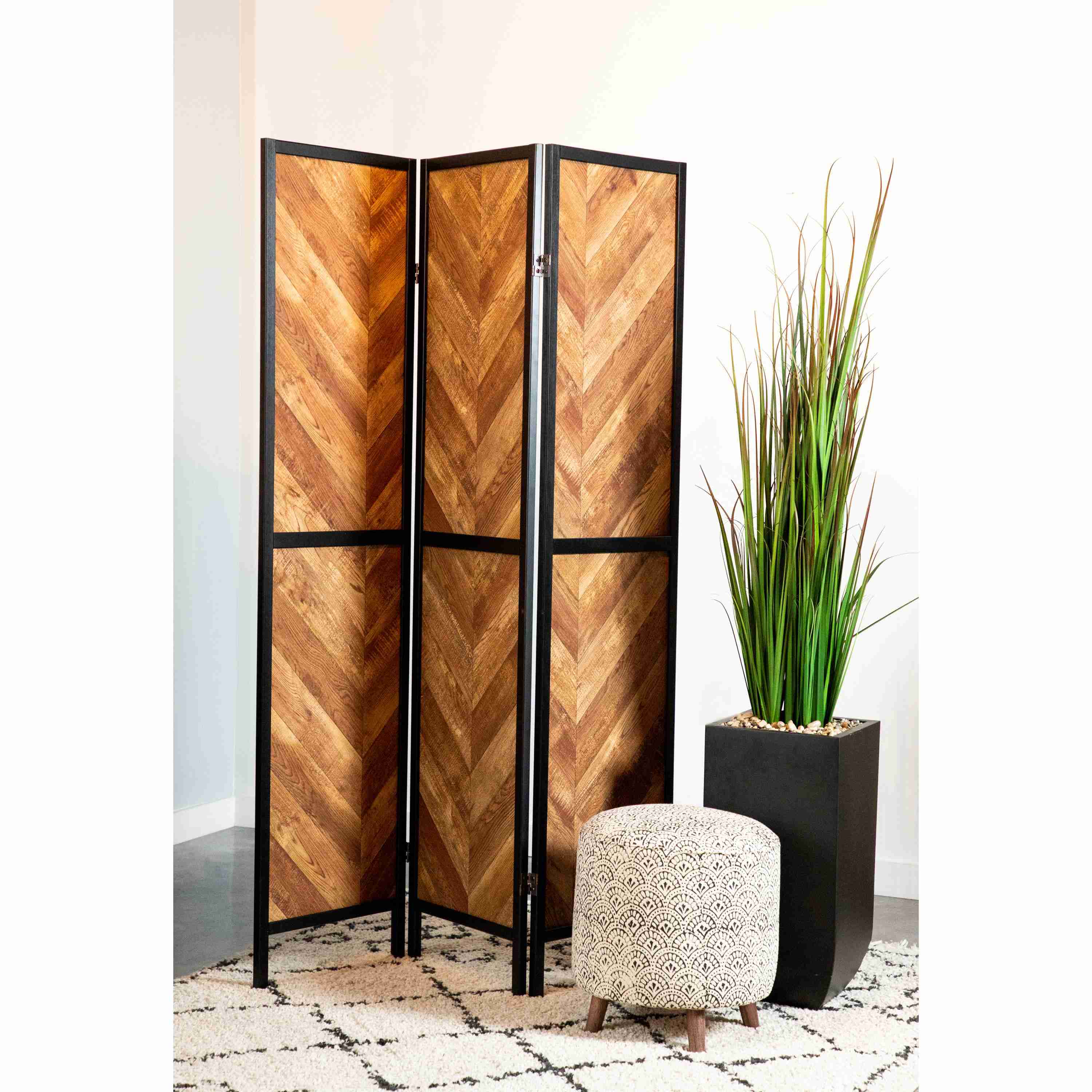 Coaster Furniture Marlene 962922 3-Panel Room Divider Folding Screen - Rustic Tobacco - Image 2