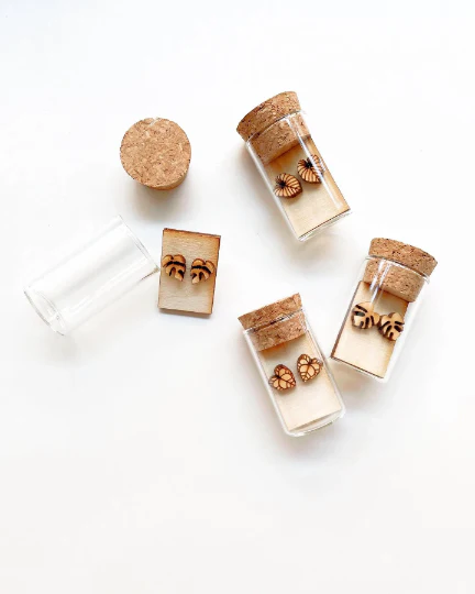 Hypoallergenic Wooden Tiny Dainty Plant Studs - Image 1