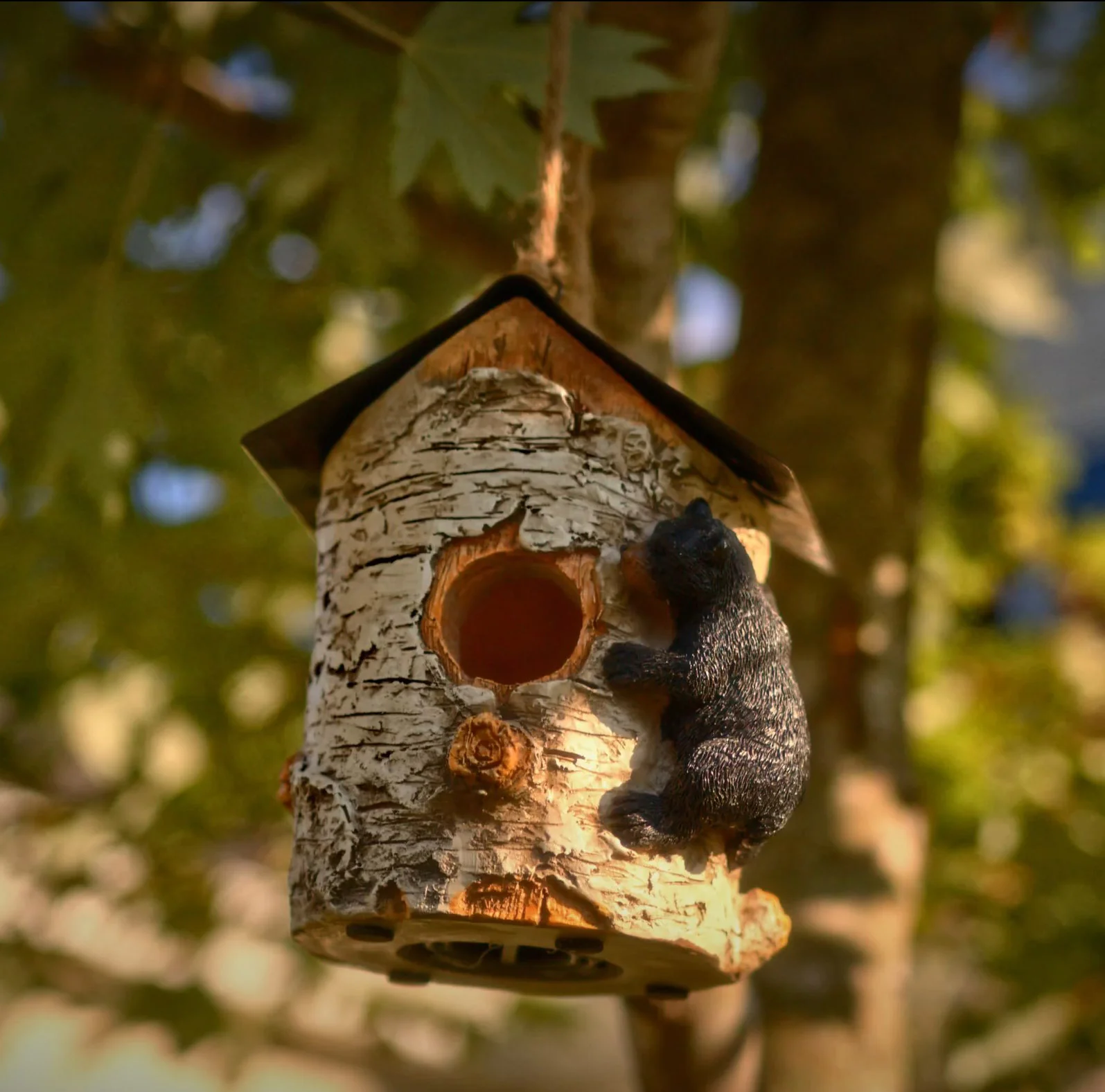 Birdhouse-Birch Tree and Bear - Image 1
