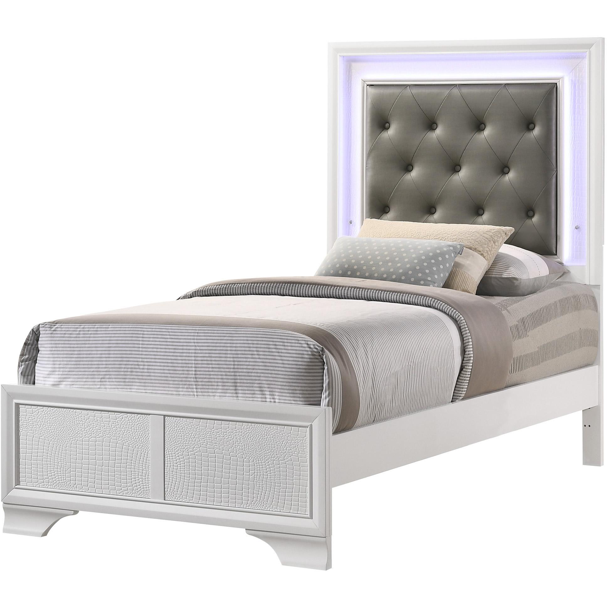 Crown Mark Lyssa B4310-T Twin Bed with LED - Frost - Image 1