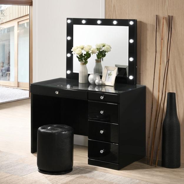 Crown Mark Morgan B4851BK-93 Round Swivel Stool - Black - Image 2