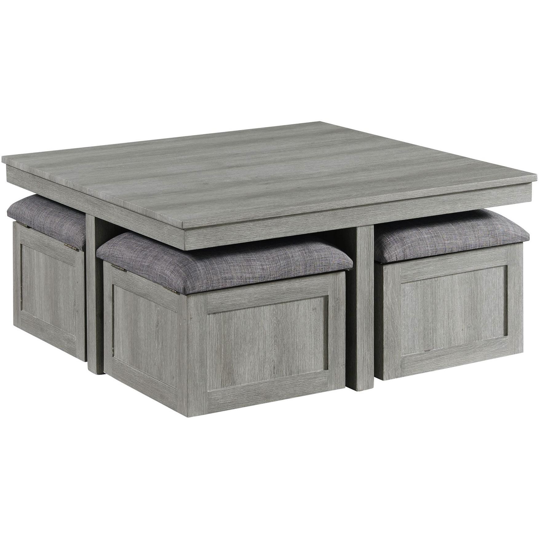Elements International Uster CTUT100OT Coffee Table with 4 Stools - Image 1